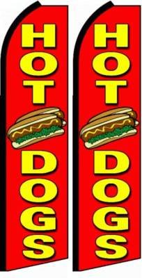 Hot Dogs Feather Banner Flags - Complete Kits (Pack of 2) | Outdoor Party Decorations, Tailgating Supplies & Sports Events