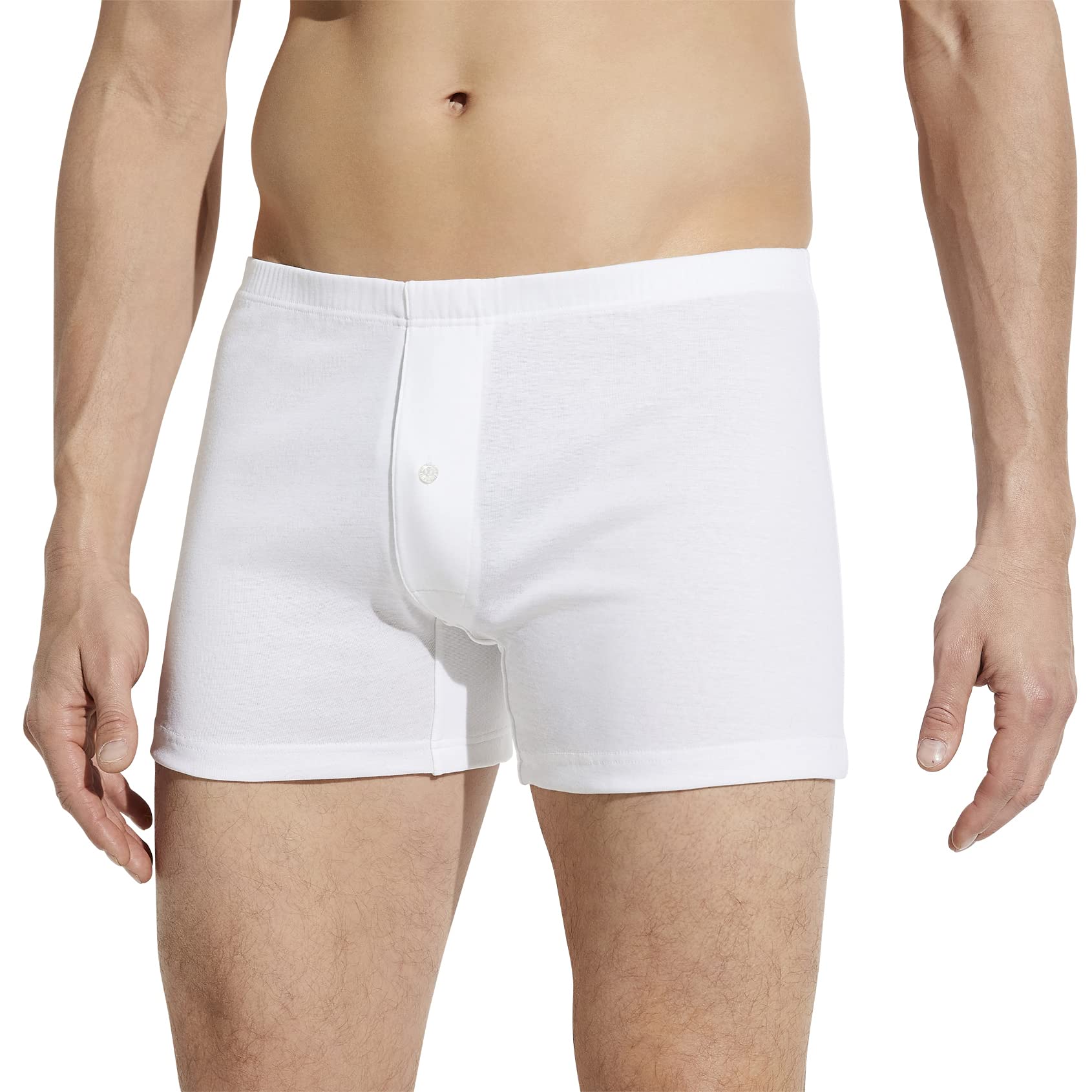 Zimmerli Men's Premium Business Class Open Button Fly Boxer Briefs - 2221477 - Size L - White - Ideal for Work, Travel & Everyday Comfort