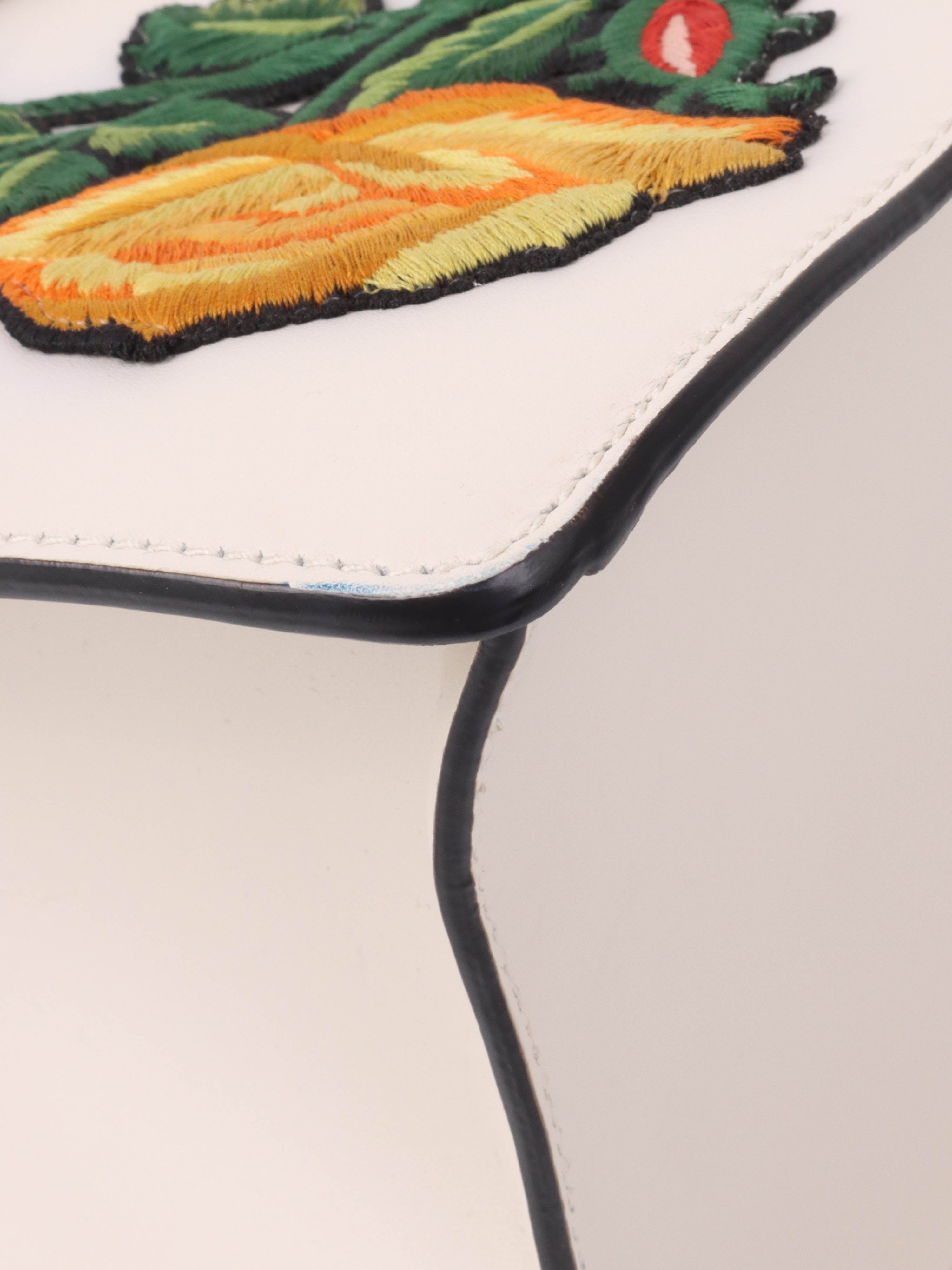 Gucci White Smooth Calfskin Leather Floral Embroidered Medium Sylvie Top Handle Bag for Women | Luxury Designer Handbag for Work, Party & Everyday Use