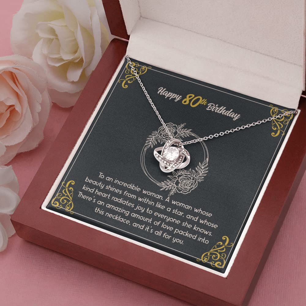 80th Birthday Necklace for Women with Personalized Message Card - Elegant 80 Years Old Milestone Jewelry Gift for Grandma, Mother, Wife - Perfect for Birthday Celebrations, Anniversary & Special Occasions