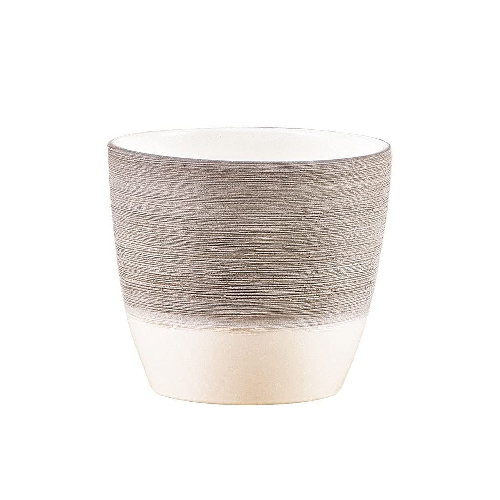 TOMYEUS Ceramic Flower Pots - Modern Striped Planter for Hydroponic Plants, Home Decor for Living Room, Coffee Table & Office Desk | Non-Porous Design (Size C) | Perfect for Indoor Plants, Succulents & Home Gardening