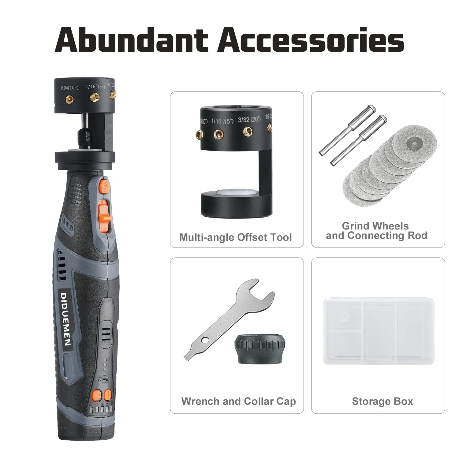 DIDUEMEM 8V Cordless Tungsten Grinder for TIG Welding - Tungsten Electrode Sharpener with Flat Grinding Block, Cut-Off Slot, Multi-Angle & Offsets | Perfect for Precision Welding, Metal Fabrication & DIY Projects