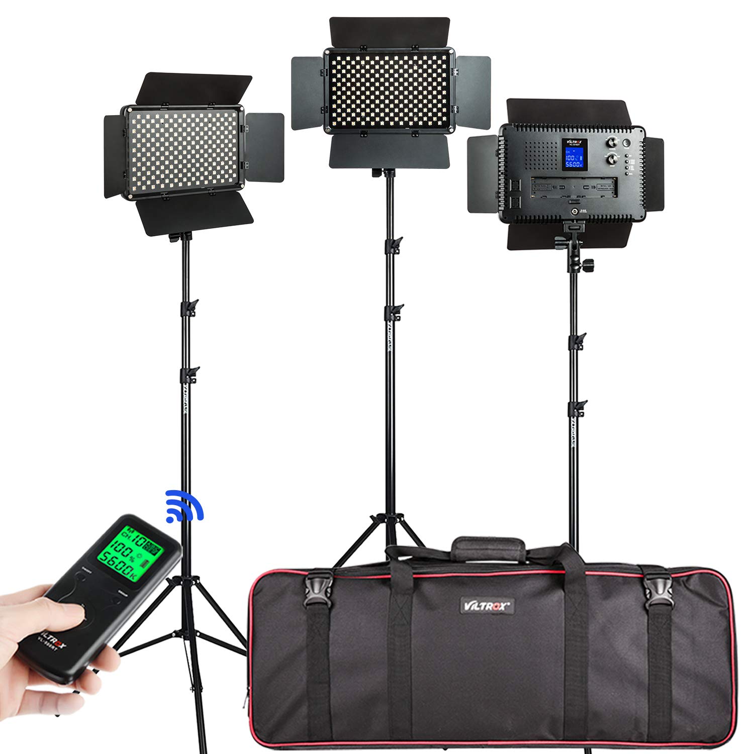 VILTROX 3-Pack 45W 4700LM Bi-Color LED Video Light Kit with 75