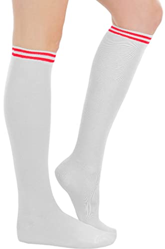 Double Stripe Top Knee-hi - White & Red