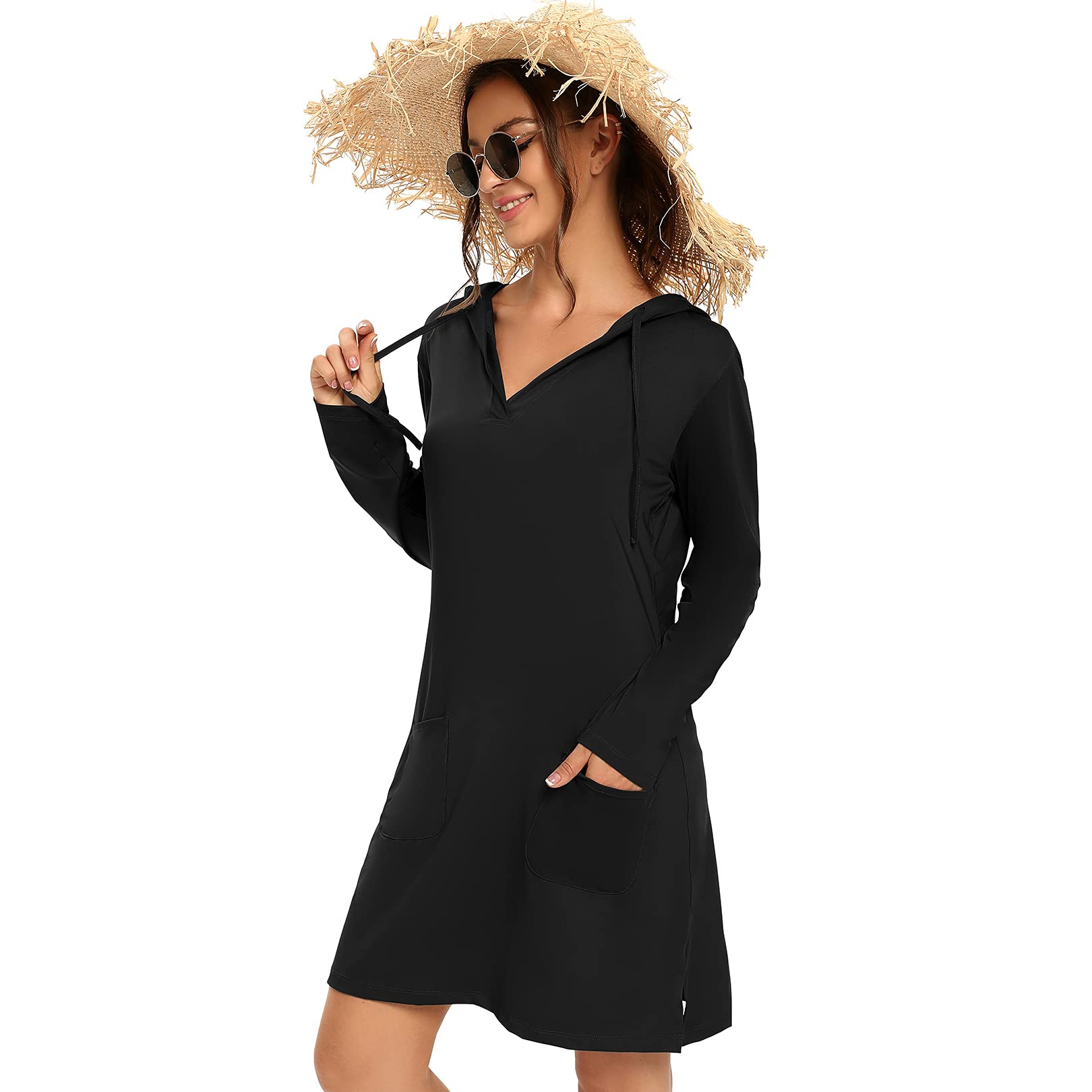 Toomett Women's UPF 50+ Sun Protection Cover-Up Dress - Long Sleeve SPF Shirt for Beach, Hiking, Running & Fishing | Lightweight Hoodie for Outdoor Activities & Water Sports