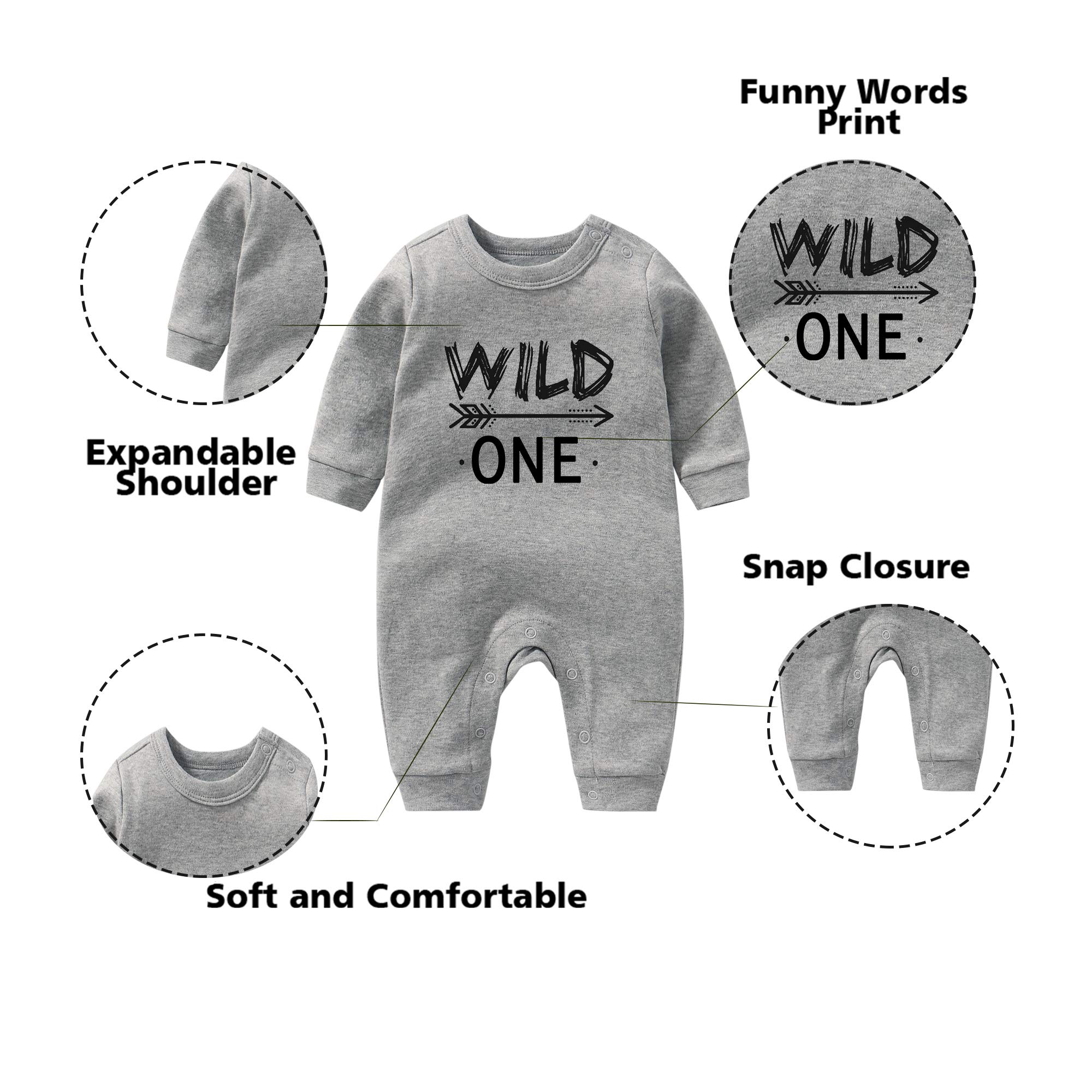 Wild One Baby Twins Bodysuit Set - Cute Infant Romper Jumpsuits for Baby Girls & Boys - Perfect for Triplets, Matching Outfits, Photo Shoots & Family Events