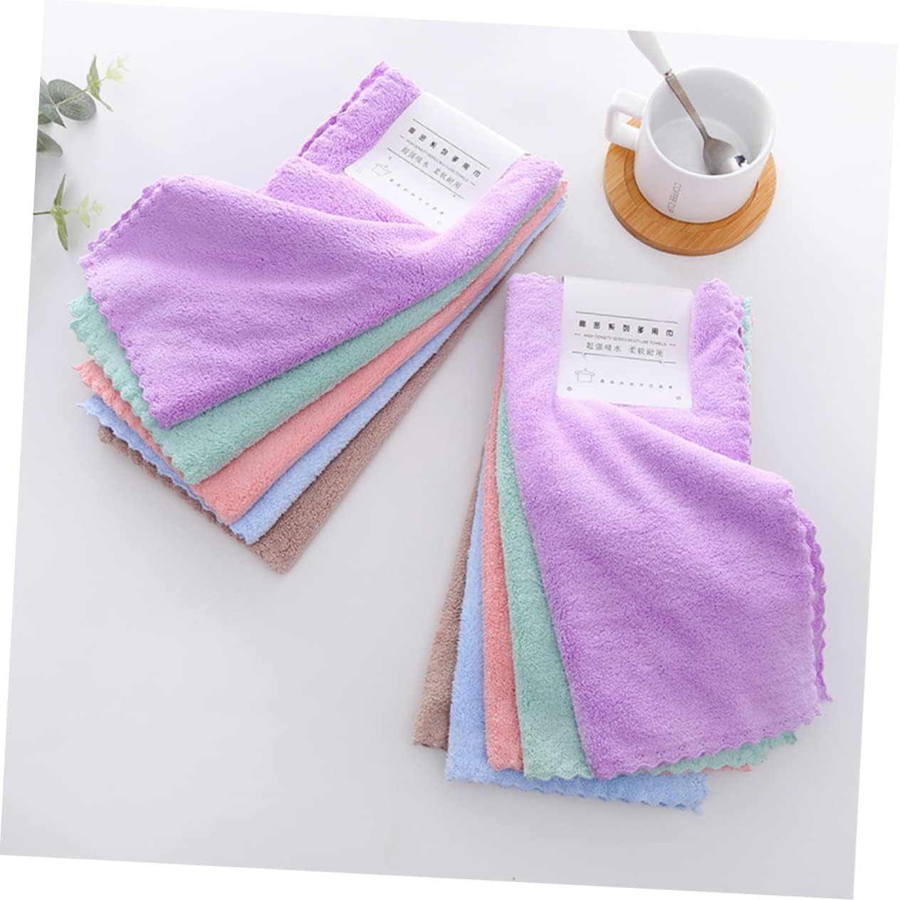 10pcs Coral Fleece Makeup Remover Washcloths & Face Towels - Soft Square Cleansing Cloths for Daily Skincare Routine | Gentle Makeup Removal & Facial Cleansing | Perfect for Travel, Gym & Home Use