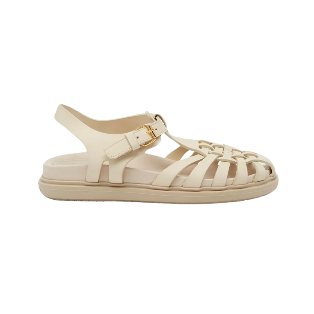 Women's Caged Leather Flat Sandals - Comfortable Strappy Summer Shoes for Beach, Walking & Casual Outfits
