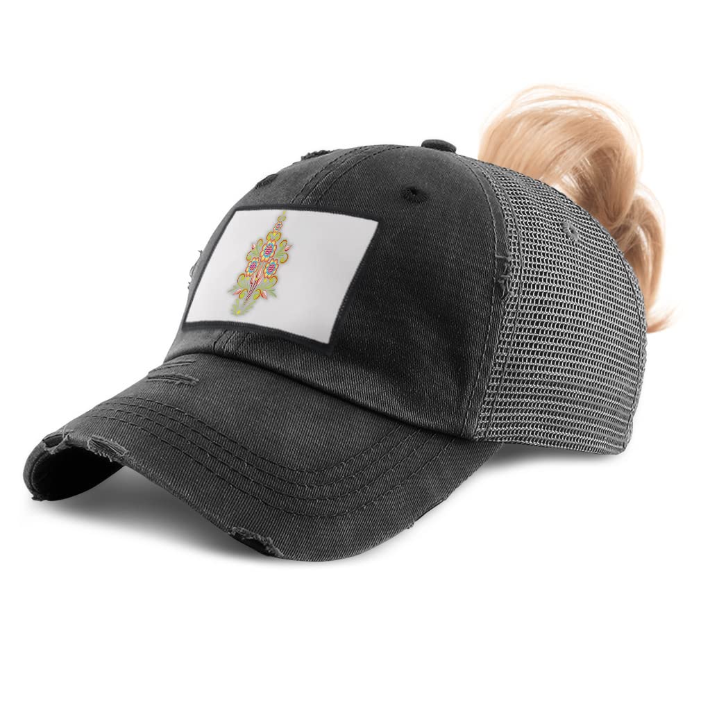 Women's High Ponytail Cap with Colorful Floral Design - Vintage Botanical Flower Hair Accessory for Women | Perfect for Summer Outfits, Beach Days & Festival Fashion