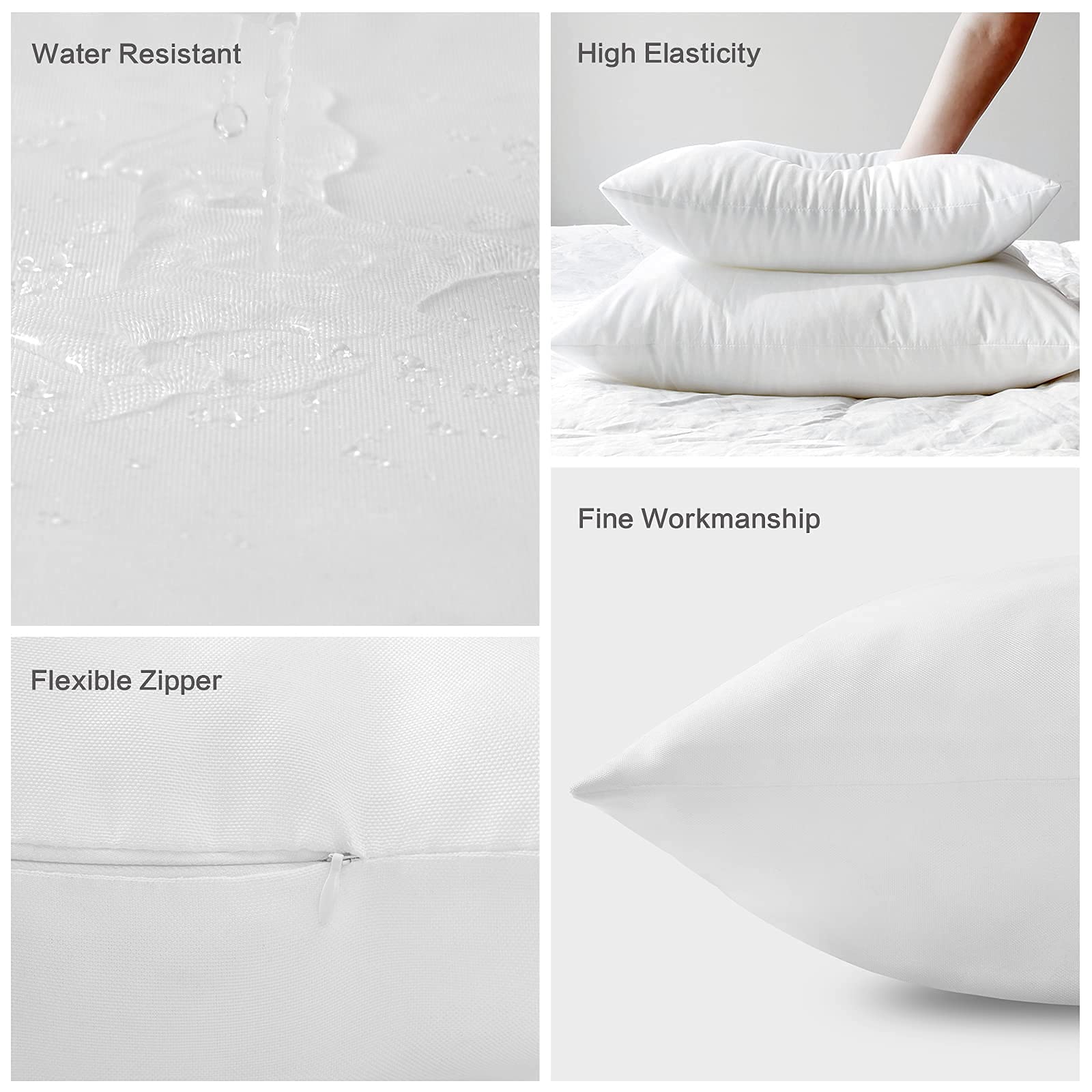 20x20 Waterproof Outdoor Pillow Inserts (Set of 2) - for Sofa, Bed & Patio