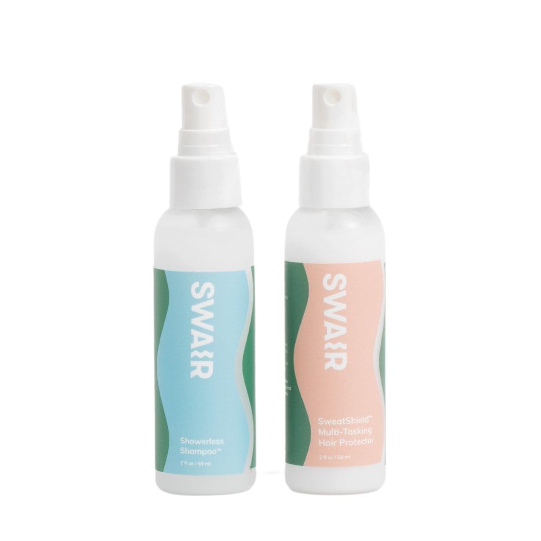 Travel Size Shampoo & Sweat Shield Leave-In Conditioner - Natural Clean Ingredients - Gym, Workout & On-The-Go Hair Care - Perfect for Gym Bag, Travel Carry-On & Active Lifestyle