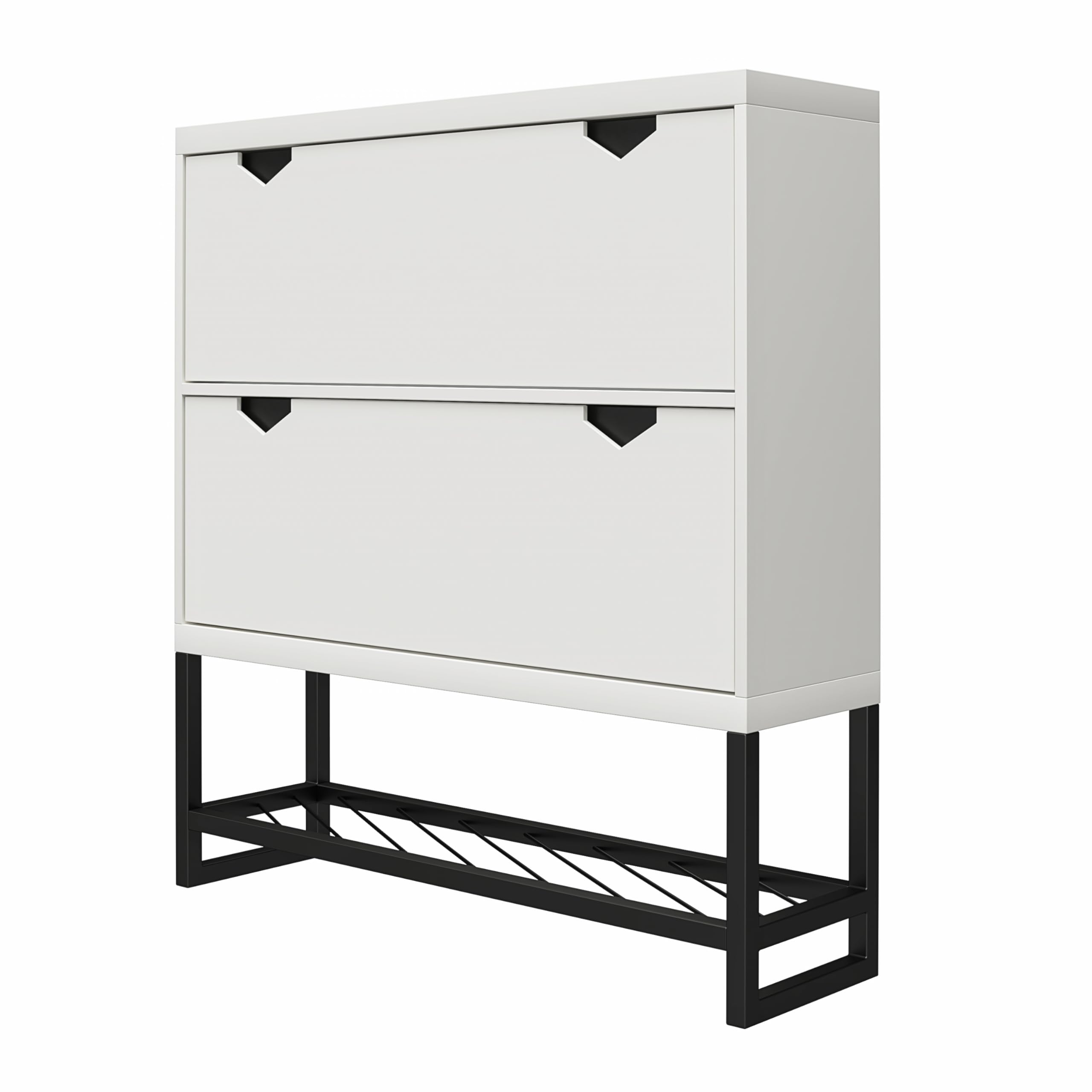 CosmoLiving by Cosmopolitan Brielle White Entryway Shoe Storage Cabinet - Organize Shoes, Boots & Accessories for Hallway, Mudroom & Closet