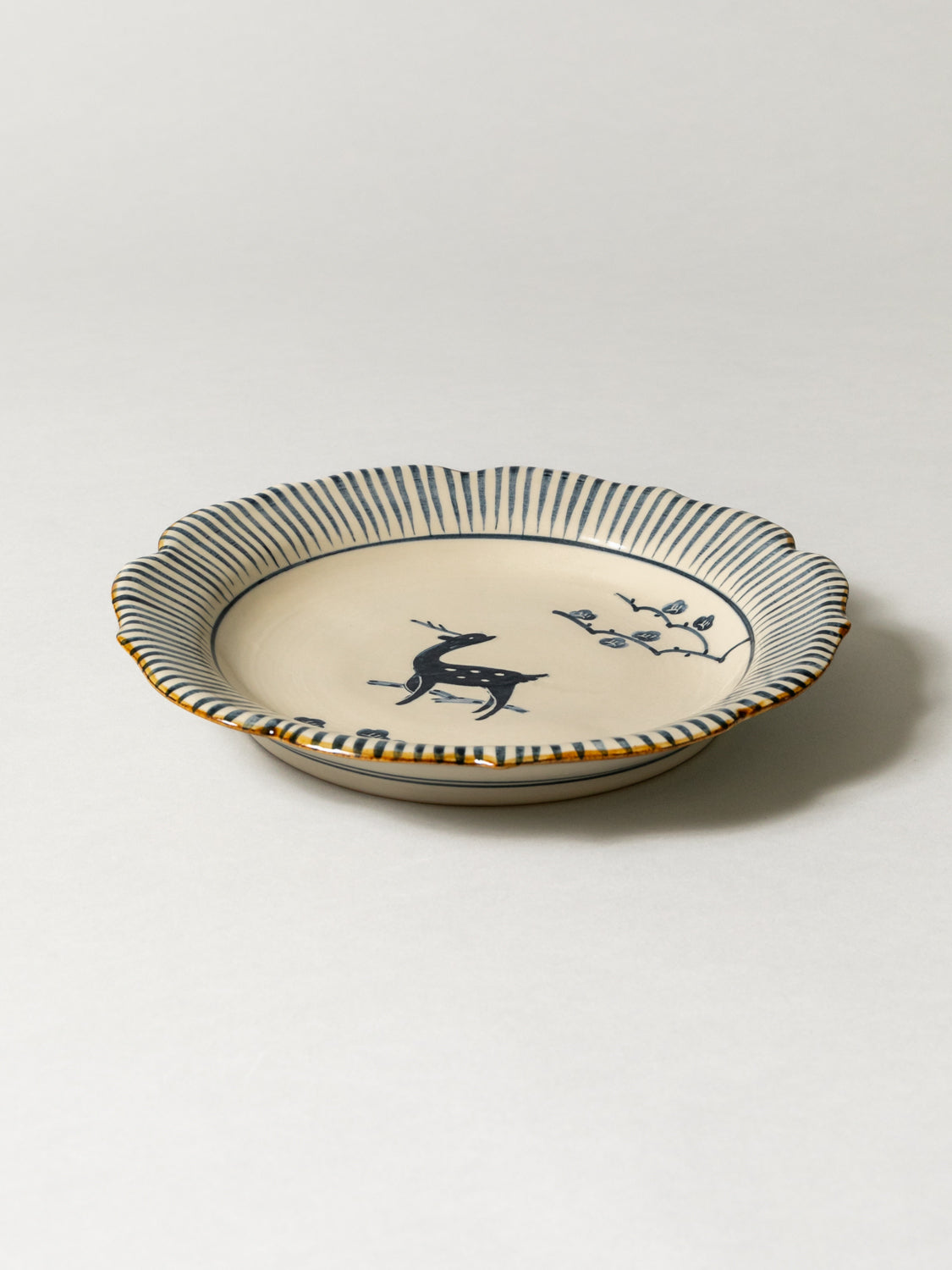 Deer Floral Round Dinner Plate Set - Elegant Bone China Plates for Dining, Desserts, and Home Decor | Perfect for Weddings, Parties, and Everyday Use