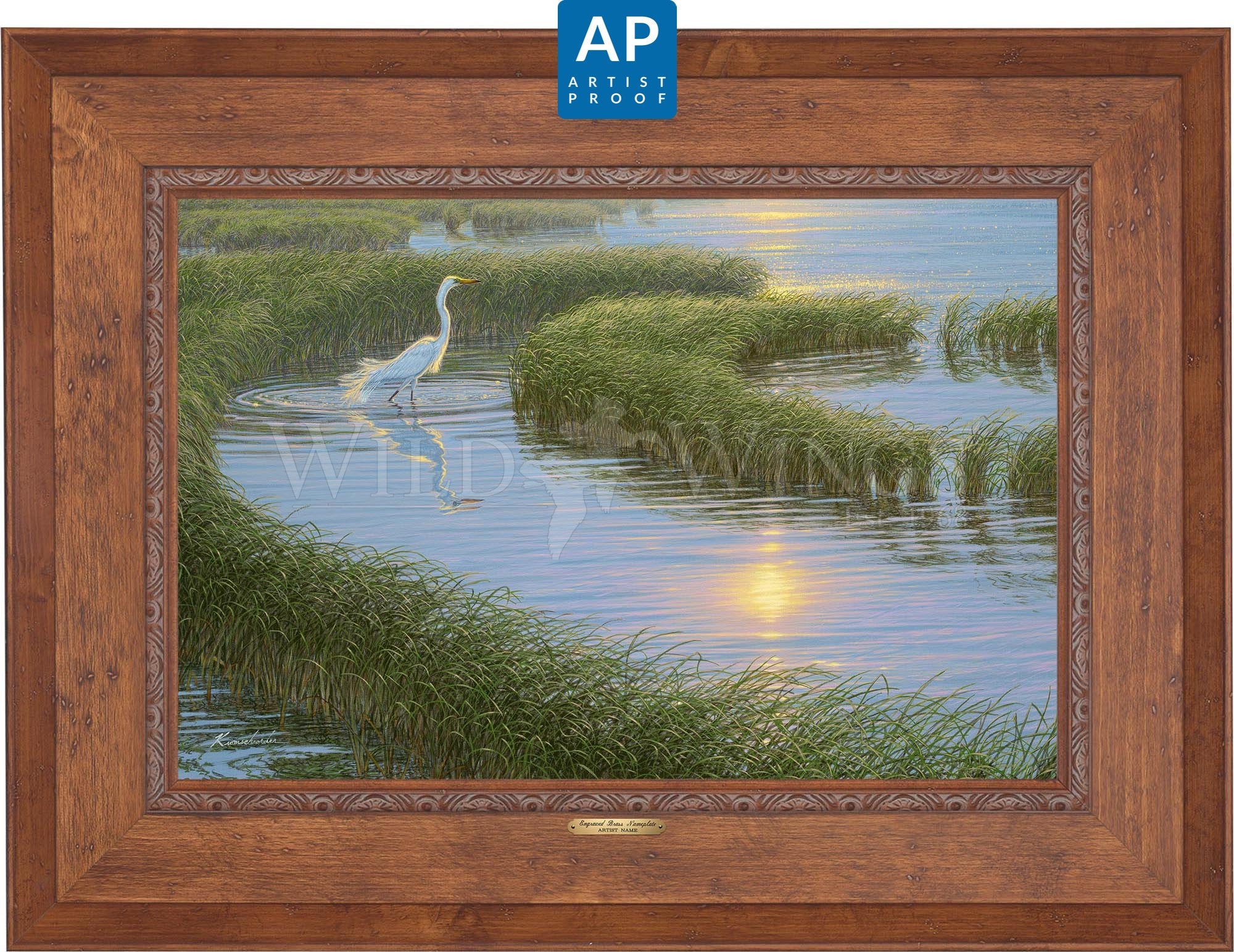 Evening Solitude - White Egret Artist Proof Edition (AP) | Limited Edition Art Print | Perfect for Home Decor, Office Wall Art & Gift Giving