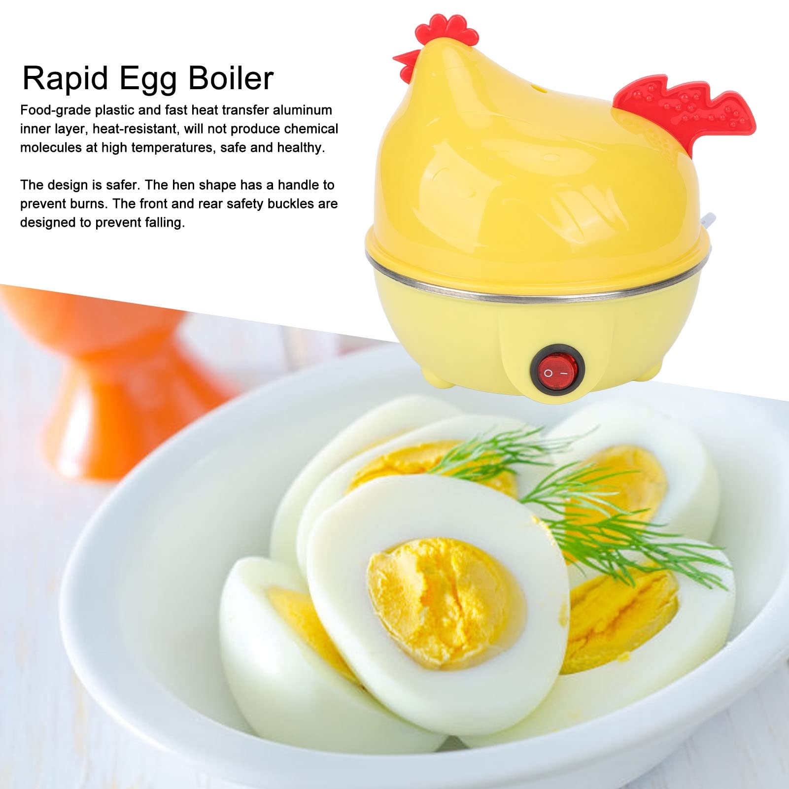 7 Egg Capacity Electric Egg Cooker - Automatic Shut Off, Fast Boiling, Multi-Function Chicken Shape Design | Perfect for Breakfast, Kitchen, Camping & Office Use