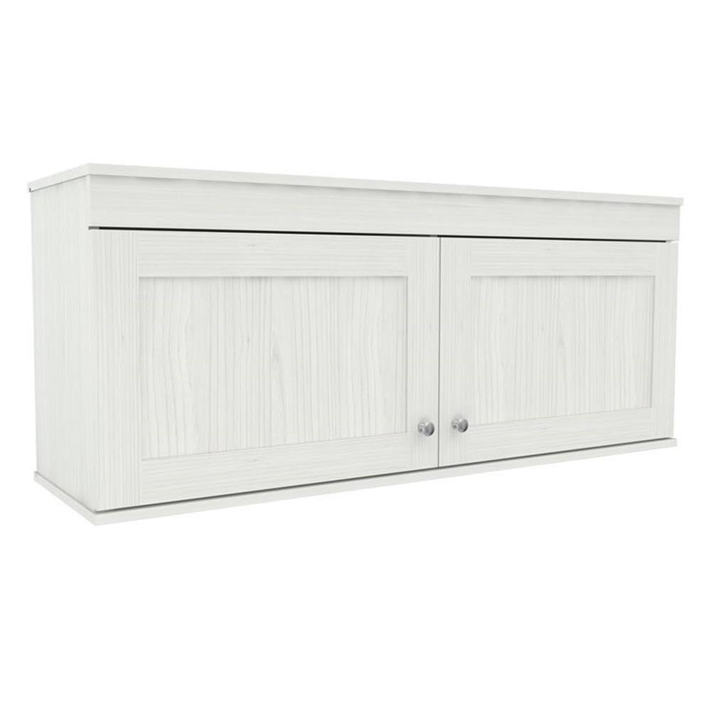 Shaker Style Wall Mounted 2-Door Buffet Cabinet - Kitchen & Dining Room Storage with Brushed Metal Knobs, Easy Assembly, Washed Oak Finish | Perfect for Small Space Organization & Home Decor