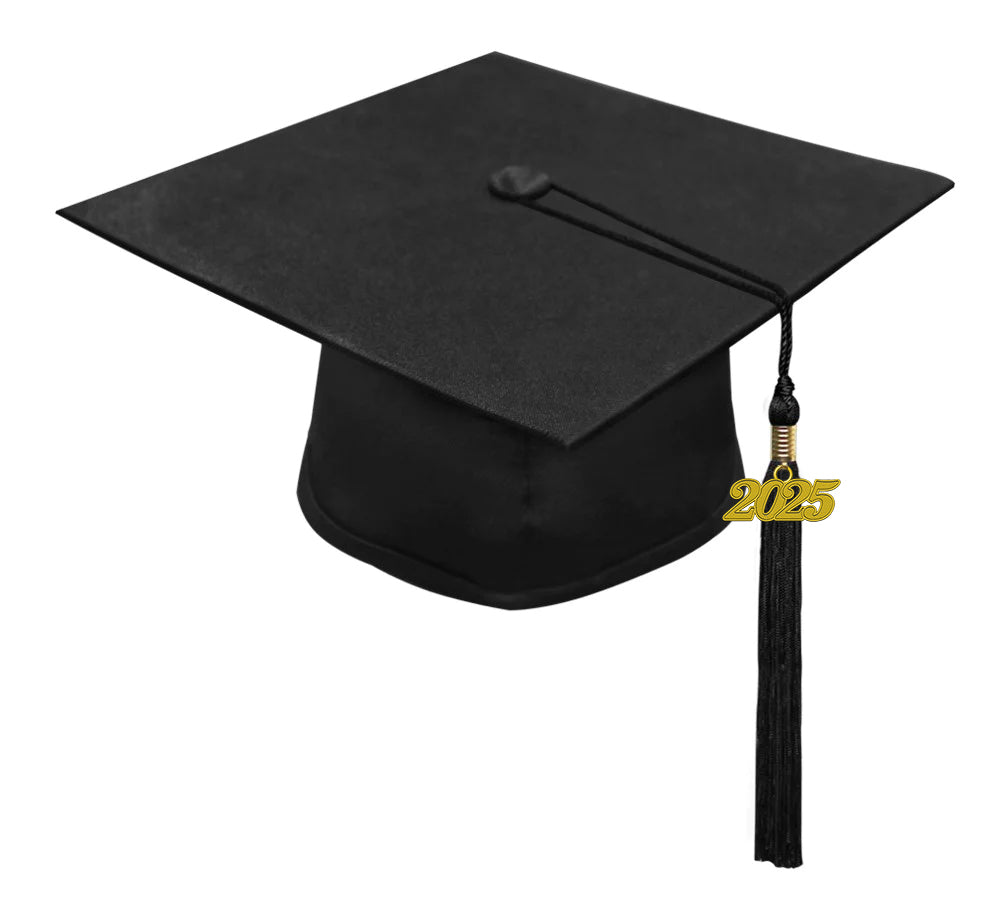 Matte Black Graduation Cap with Tassel - High School Commencement Ceremony Accessory for Students - Perfect for Graduation Photos & Ceremonies