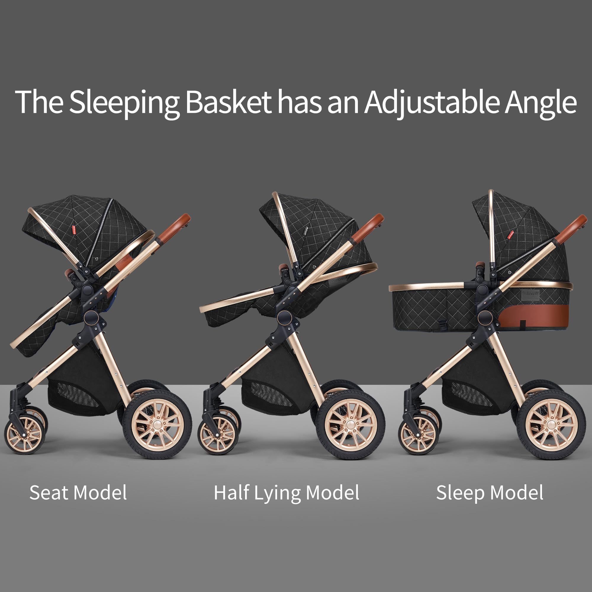 3-in-1 Convertible Baby Stroller with Bassinet & Toddler Seat - Lightweight Foldable Travel Stroller for Newborn to Toddler - Adjustable Reversible Seat & Canopy (Dark Gray) - Perfect for Shopping, Travel & Daily Walks