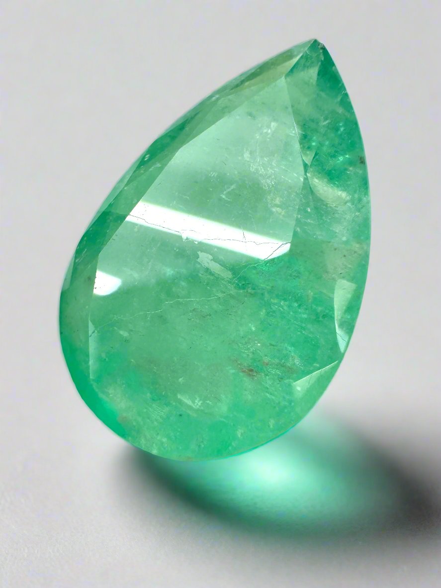 14.77 Carat Natural Colombian Emerald Pear Cut Loose Gemstone - Earthy Green 21x14mm for Jewelry Making, Engagement Rings & Luxury Gifts