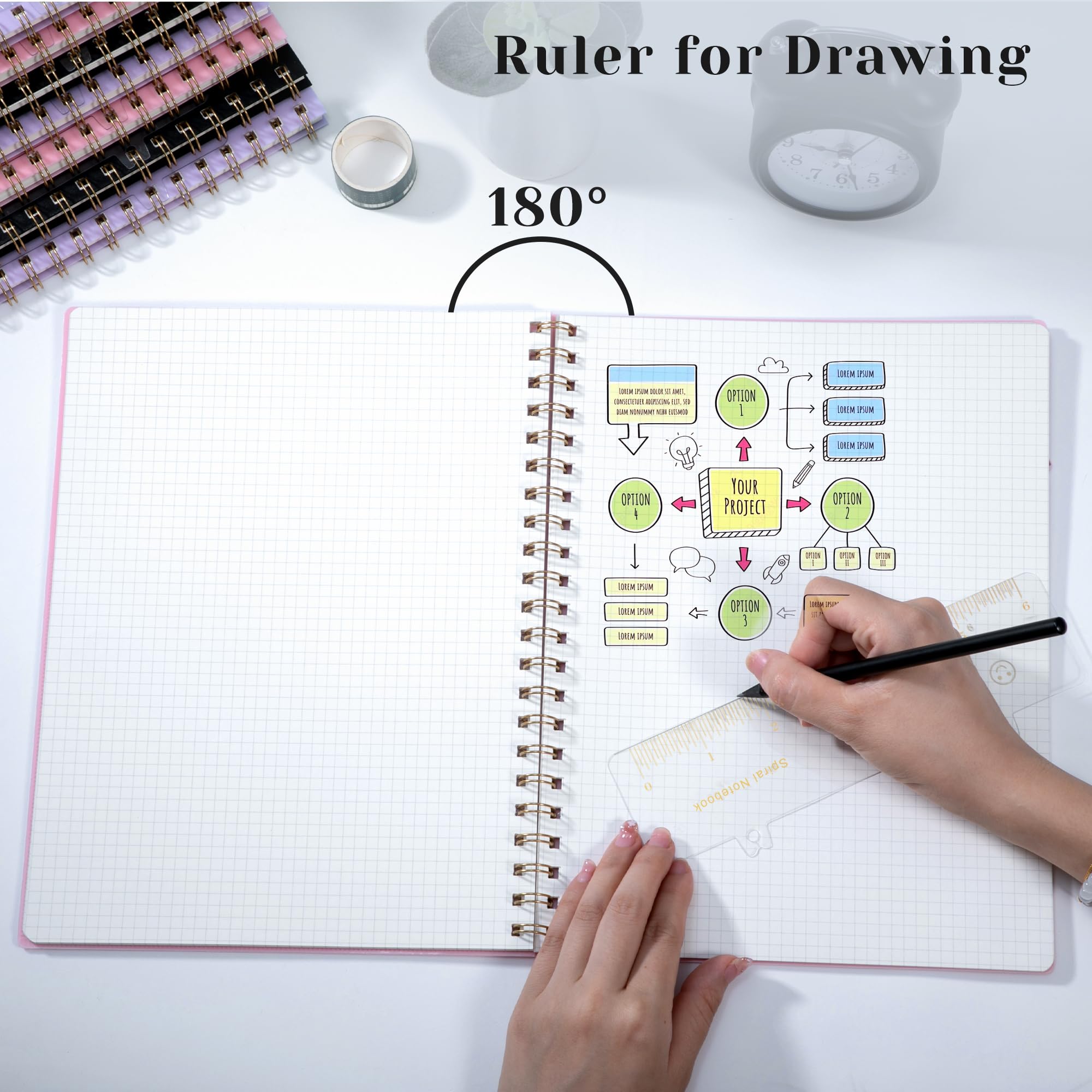 Yoment Spiral Graph Paper Notebook - 8.5