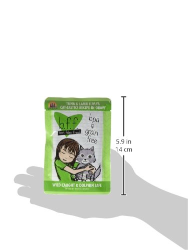Weruva B.F.F. OMG Best Feline Friend Oh My Gravy! Tuna & Lamb Luv Ya Cat Food in Gravy - Grain-Free Wet Cat Food Pouches, 3oz (Pack of 12) - High Protein Meal for Adult & Senior Cats - Perfect for Picky Eaters & Hydration Support