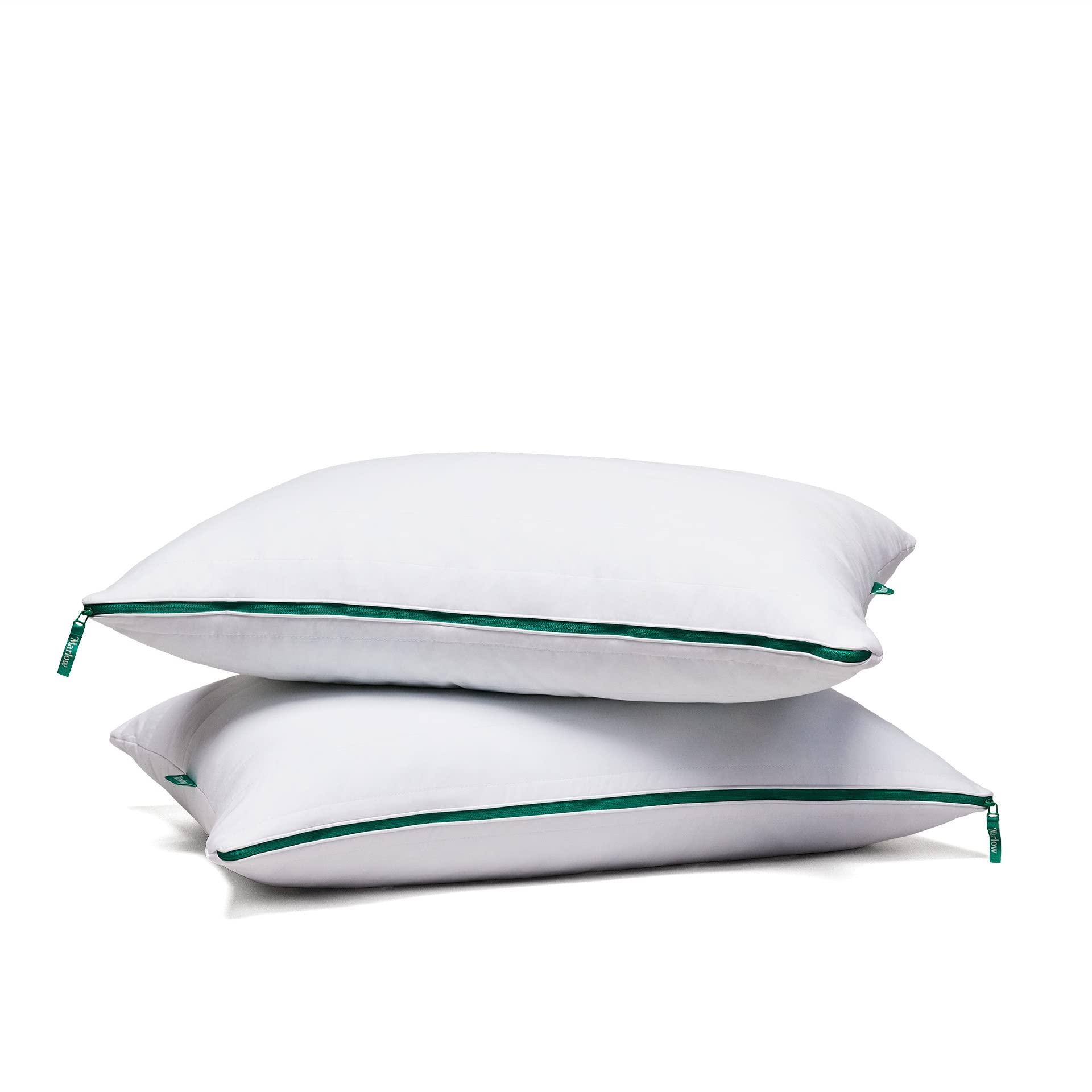 Cooling Memory Foam Pillow Set of 2 - Adjustable Zipper Design for Neck Support & Pain Relief - Perfect for Side Sleepers, Back Sleepers & Hot Sleepers - Marlow Bed Pillow (Standard Size)