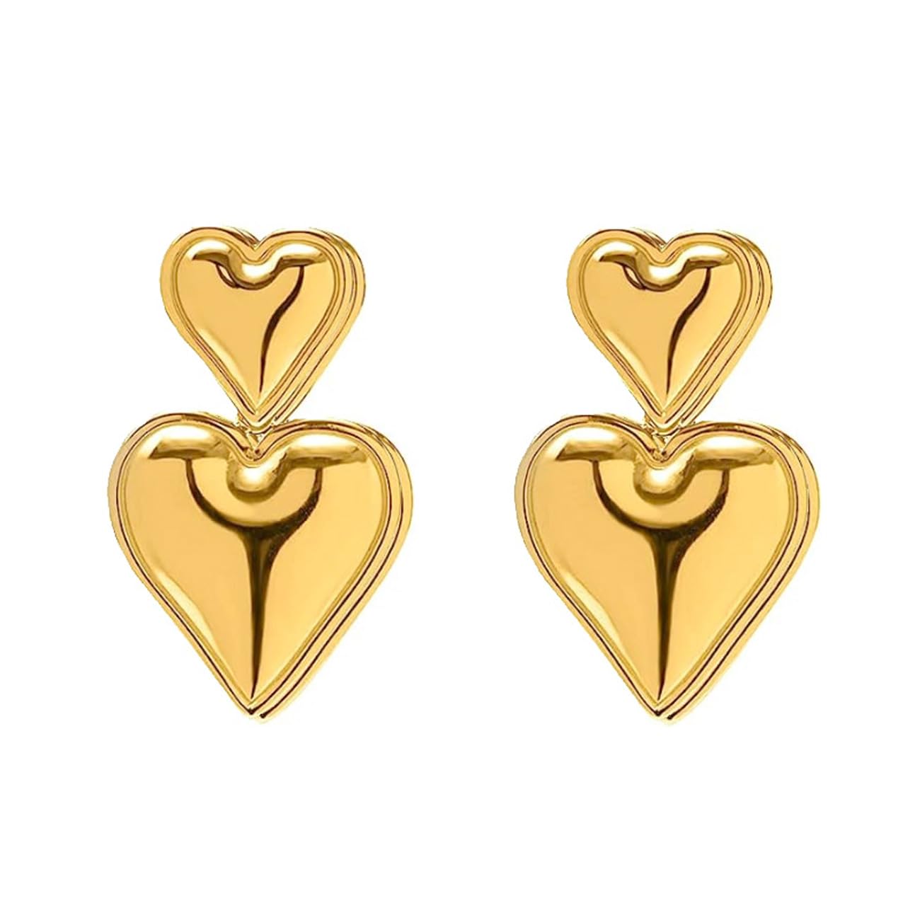 FDEETY Hypoallergenic Heart Hoop Earrings for Women - Double Heart Dangle Statement Jewelry Gift for Christmas & Valentine's Day | Perfect for Date Night, Party & Special Occasions