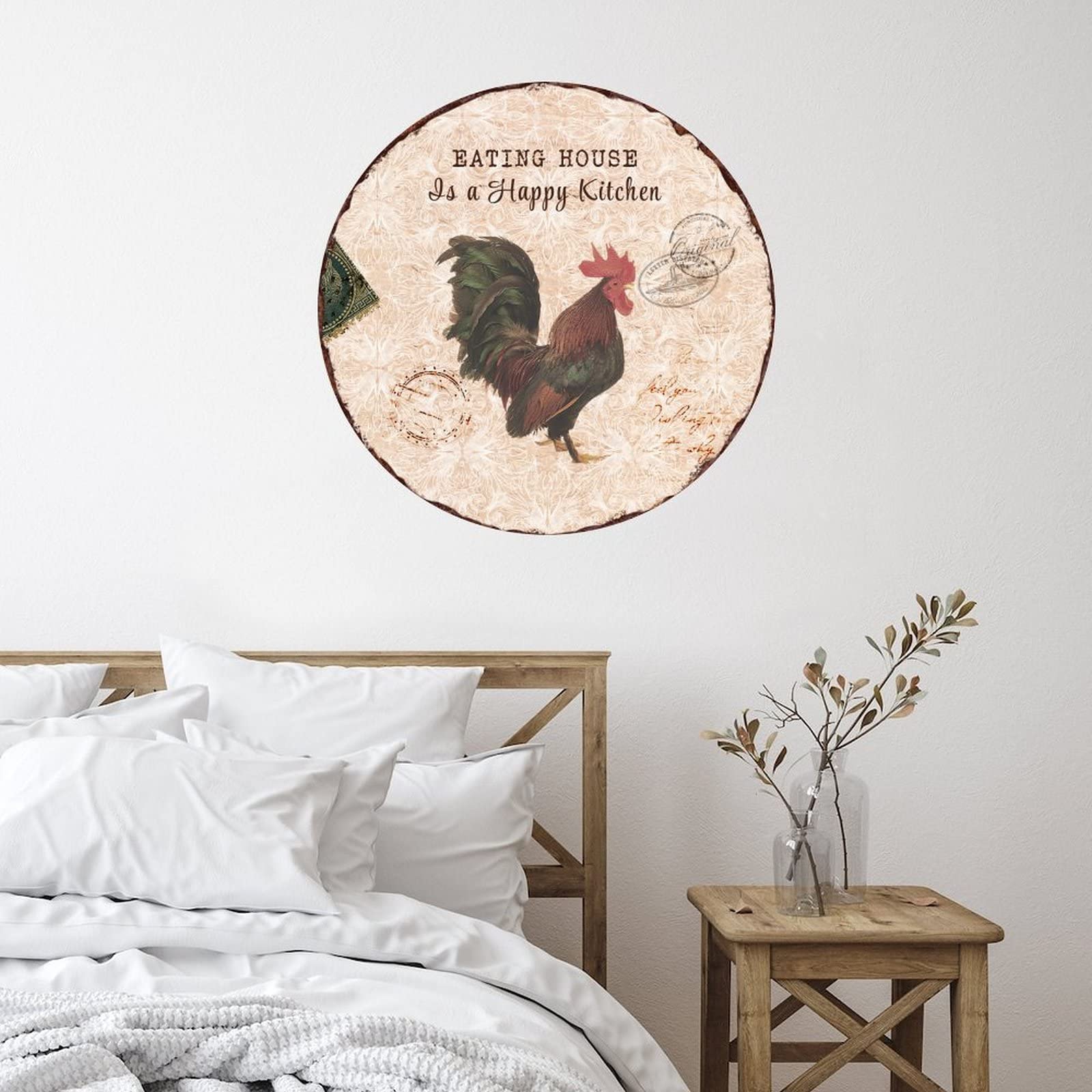 Happy Kitchen Rooster Wall Decal - Self-Adhesive Home & Office Decor for Walls, Sofas, Trucks