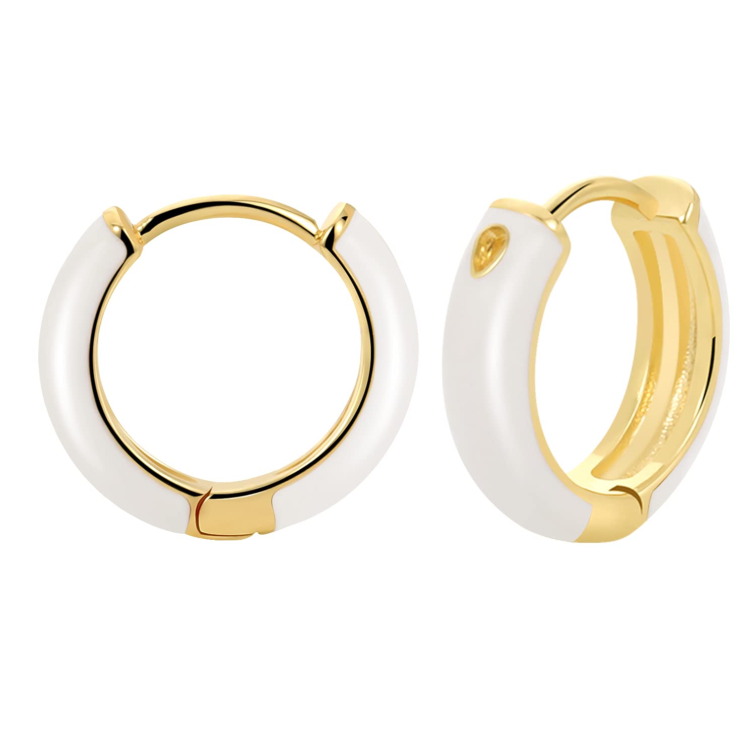 FAMARINE Gold Plated Huggie Hoop Earrings for Women - Bohemian Style Enamel Color Multi Piercing Charm Earrings | Dainty Loop Earrings for Girls | Perfect for Everyday Wear, Parties & Special Occasions