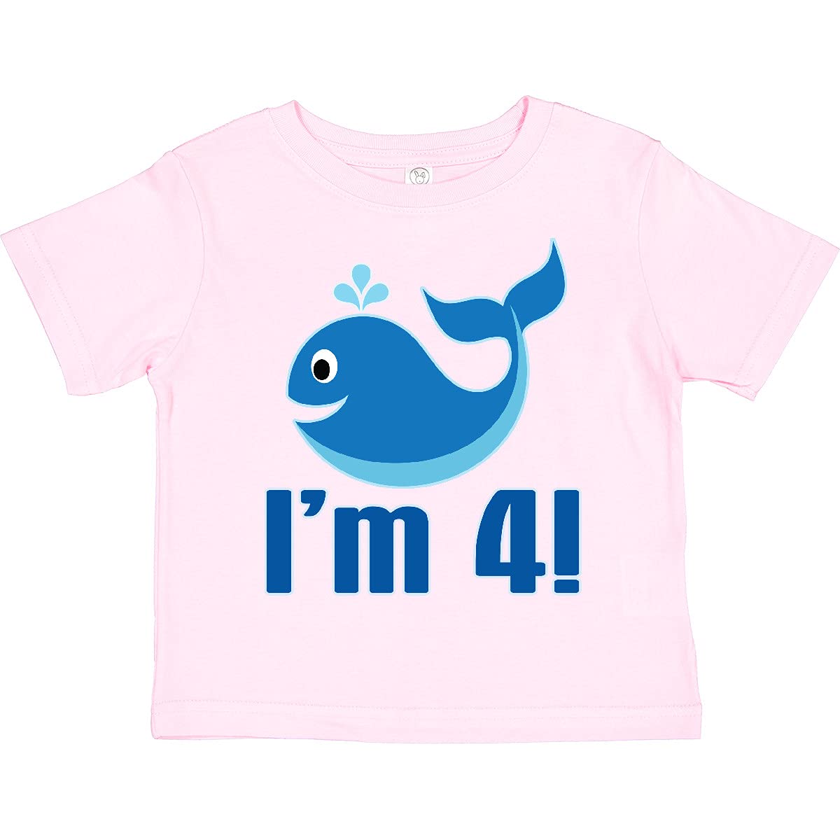 Inktastic 4th Birthday Whale Toddler T-Shirt - Cute 4 Year Old Boy & Girl Whale Graphic Tee for Birthday Party & Casual Wear