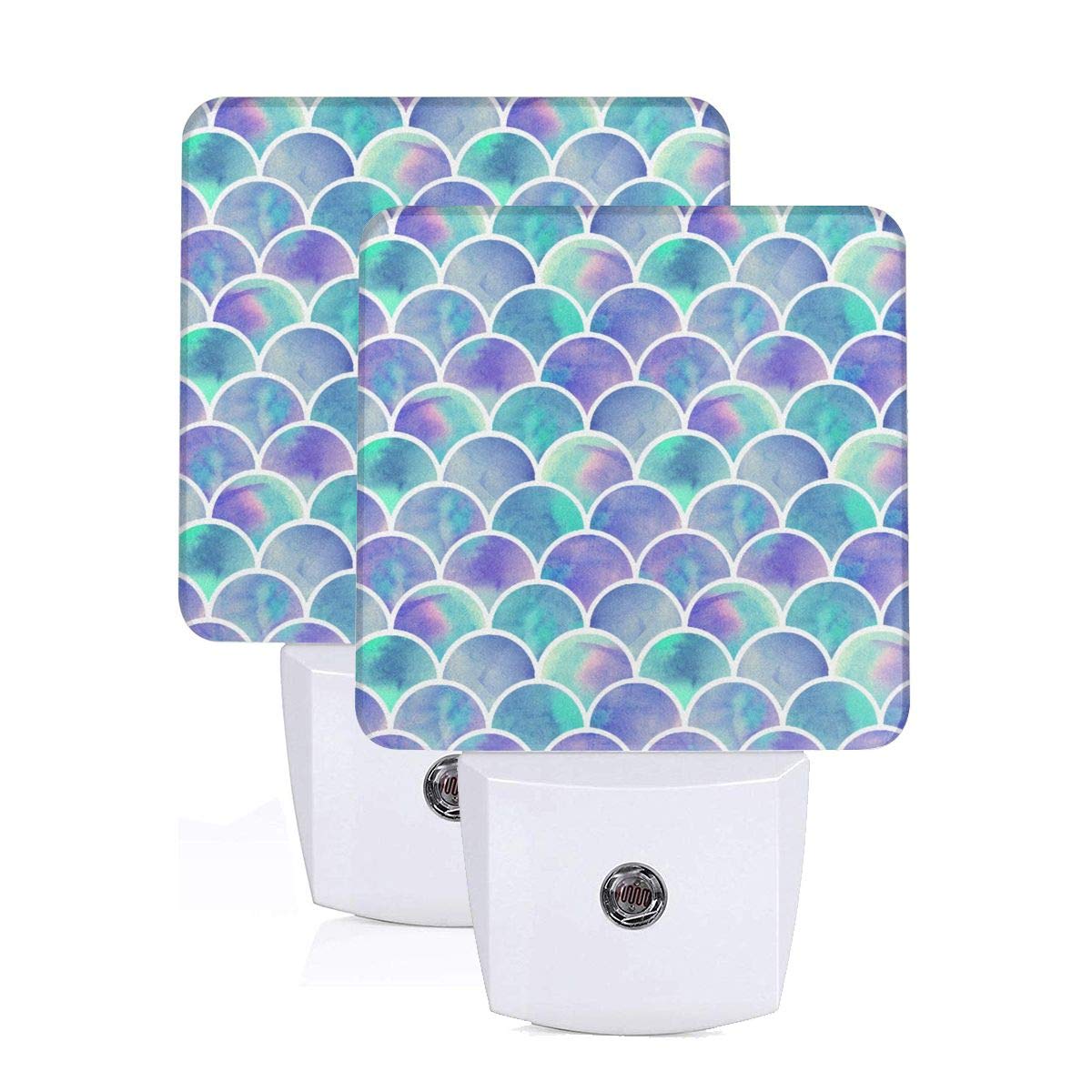 2-Piece Mermaid LED Night Light with Auto Dusk to Dawn Sensor - Plug-in Kids Bedroom Lamp for Girls, Boys & Adults - Perfect for Nurseries, Bedrooms & Hallways