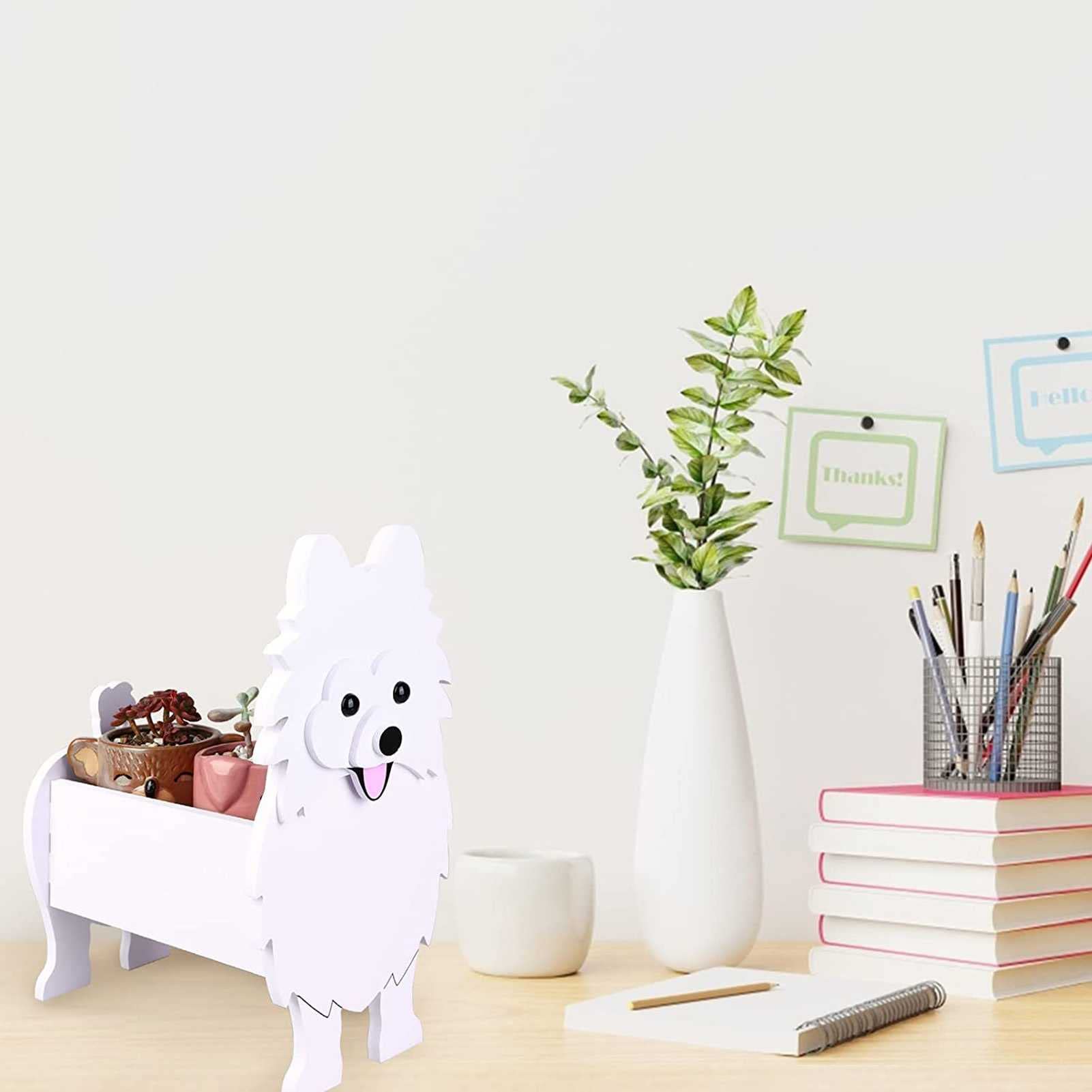 Cute PVC Dog Planter Pots - Cartoon Pet Pomeranian Flower Pot for Succulents, Cactus & Air Plants | Indoor/Outdoor Garden Decor, Home Office Desk Decor Gift Idea