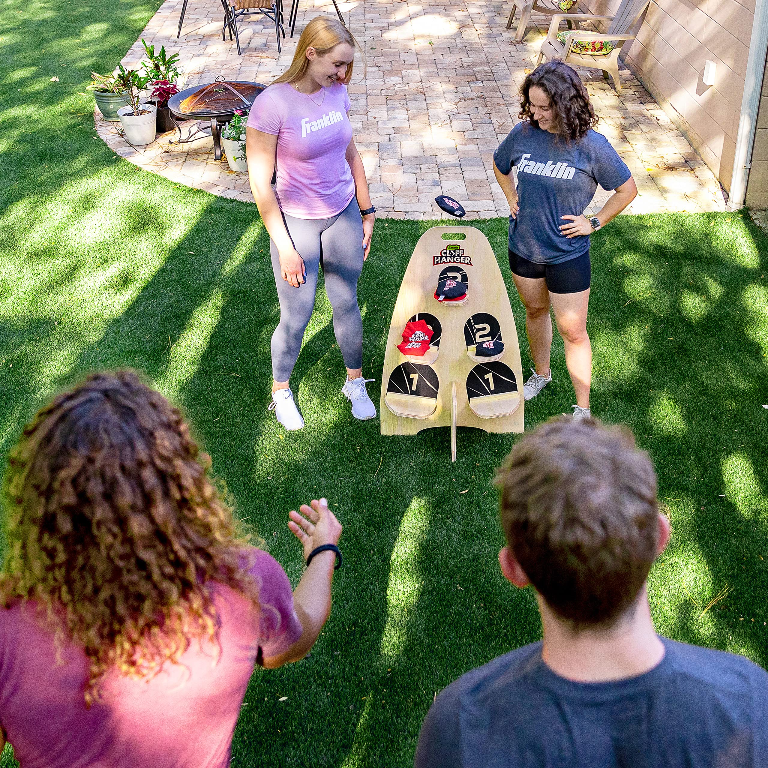 Franklin Sports Cliff Hanger Toss Game - Wooden Target with Six Bean Bags - Portable Cornhole Set for Backyard, Beach, and Camping Fun