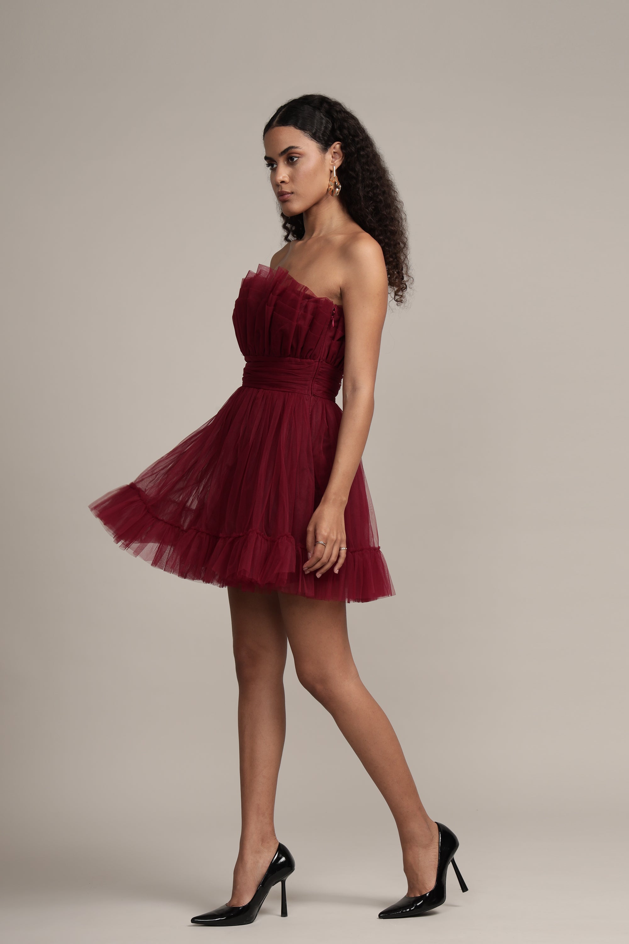 Astro Red Caspian Tulle Mini Dress for Women - Elegant Party, Cocktail & Evening Wear