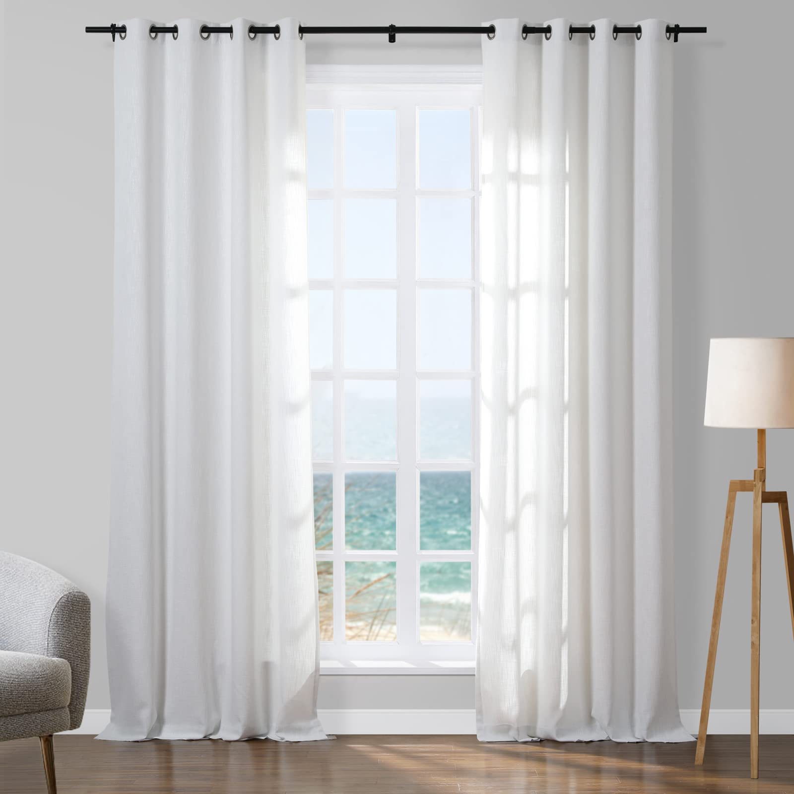 TWOPAGES Metallic Room Darkening Window Curtains - 100W x 84L Inch Sparkle Blackout Drapes with Grommet Top for Bedroom, Living Room & Girls Room (White, 1 Panel) - Perfect for Light Control & Stylish Home Decor