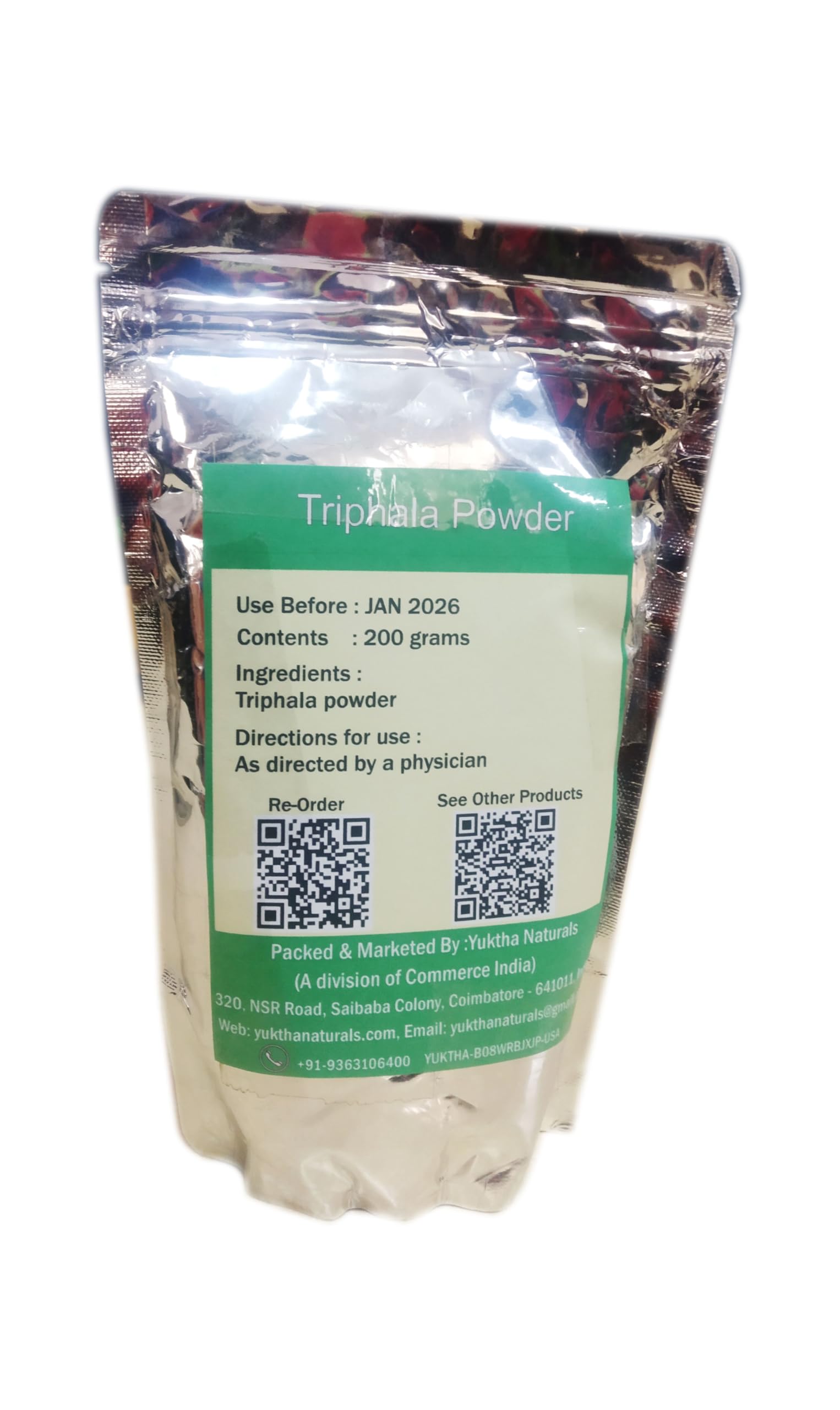 Organic Triphala Powder (Triphala Churna) - 200g/7.05oz | Ayurvedic Digestive Support | Herbal Supplement for Detox, Immunity & Gut Health | Perfect for Tea, Smoothies & Daily Wellness Routine