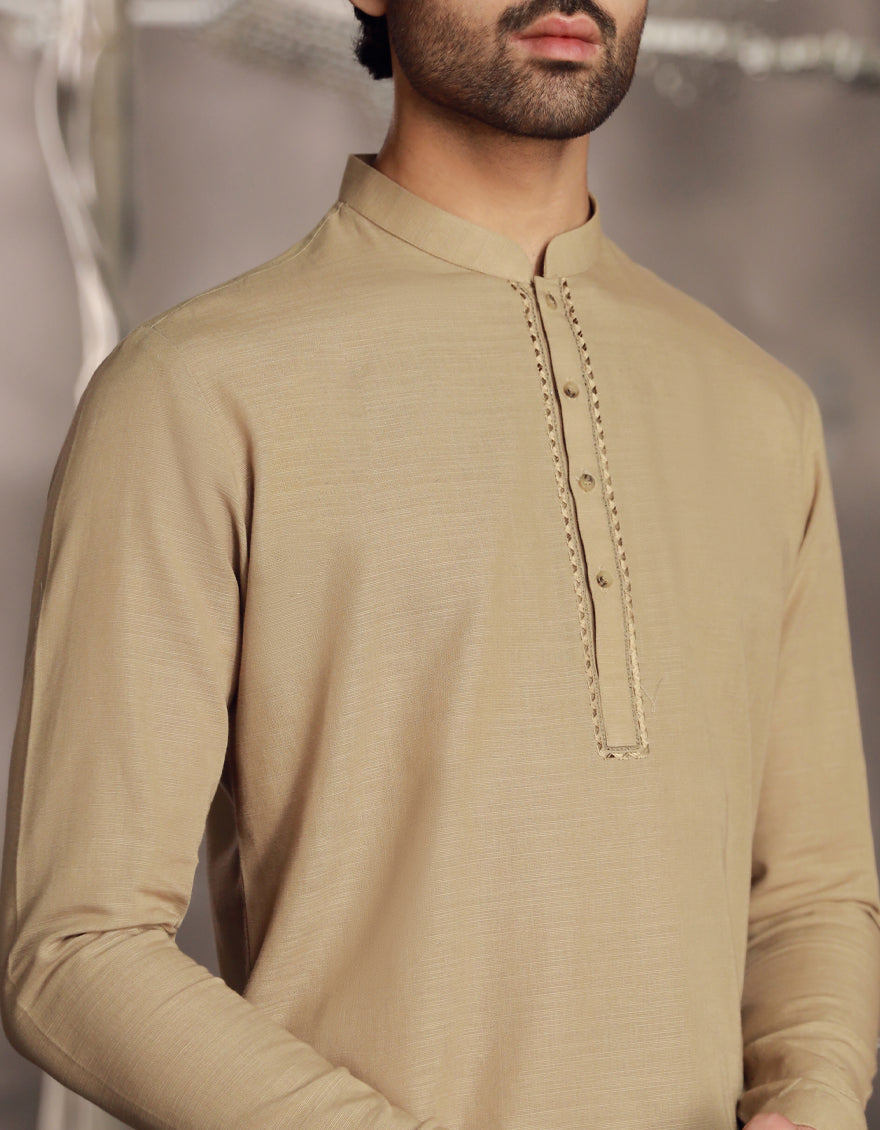 Premium Cotton Brown Kurta for Men by J. Junaid Jamshed - Comfortable Traditional Pakistani Attire for Eid, Weddings & Casual Wear
