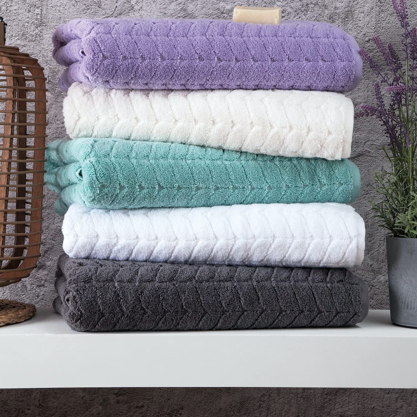 BAGNO MILANO Luxury Turkish Bath Towels Set - Soft Plush Jacquard, Quick Dry, Super Absorbent - Charcoal Bath Sheet for Spa, Hotel & Home Use
