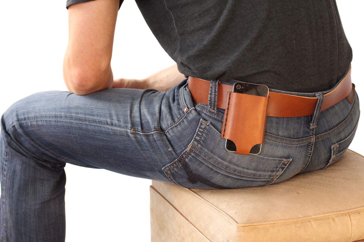 Premium Brown Leather Belt Holster Case for iPhone 4 & 5 - Secure & Stylish Phone Holder for Work, Travel & Outdoor Activities