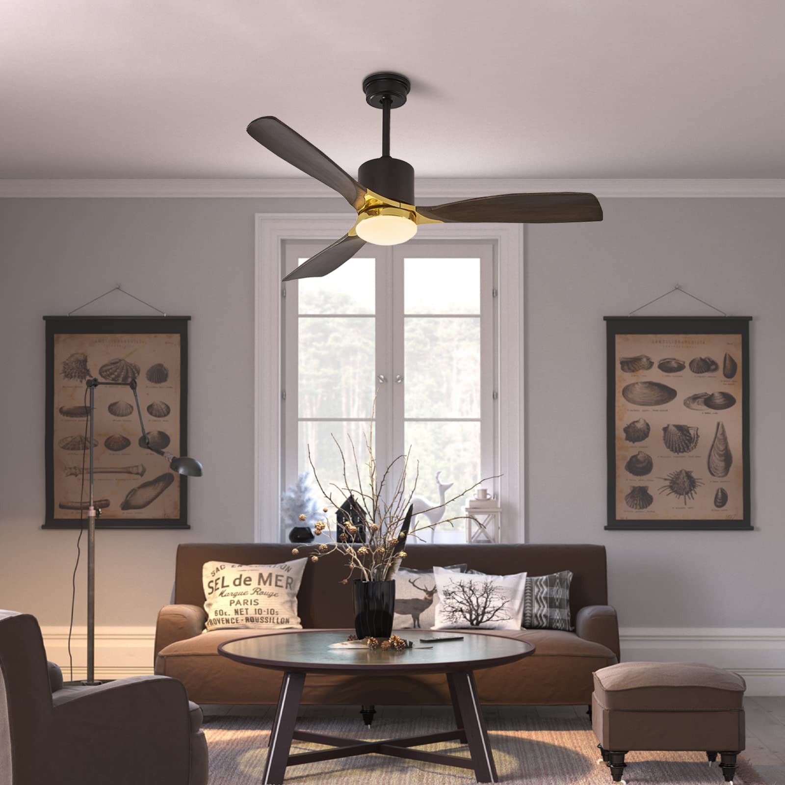 52 Inch Modern Wood Ceiling Fan with Light & Remote Control - 3 Blade Indoor Ceiling Fan with Adjustable Speeds - Perfect for Living Room, Bedroom, and Office Spaces