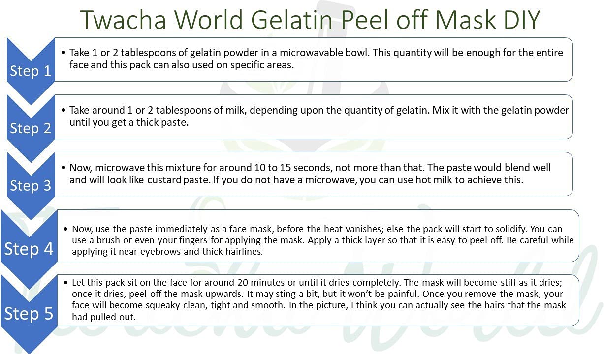 Twacha World Gelatin Powder for DIY Face Mask, Hair Removal & Peel Off Mask - 25g Skin Care Treatment for Glowing Skin & Smooth Hair at Home