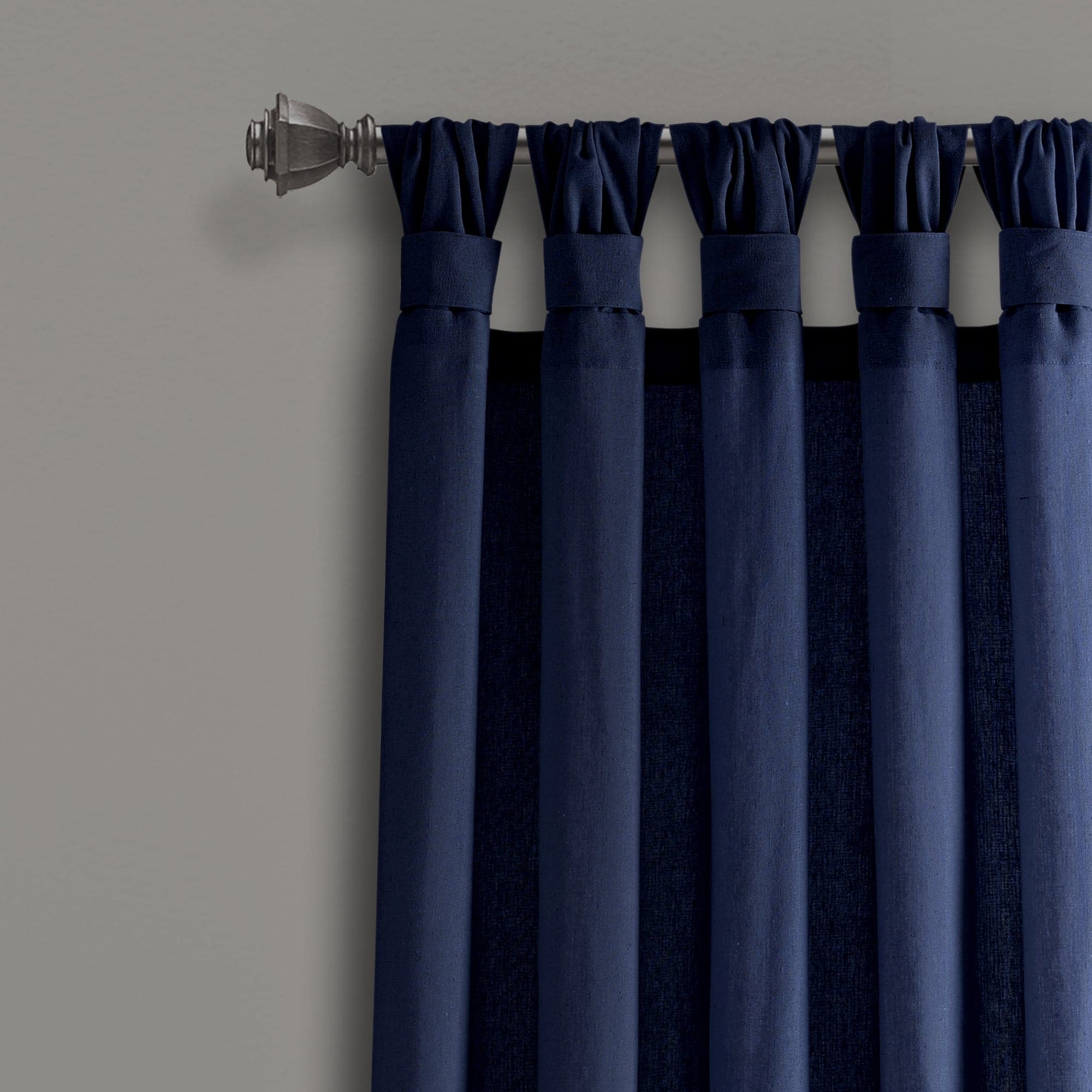 Burlap Knotted Tab Top Window Curtain Panel Set - Natural Linen Textured Room Darkening Drapes for Living Room, Bedroom & Farmhouse Decor
