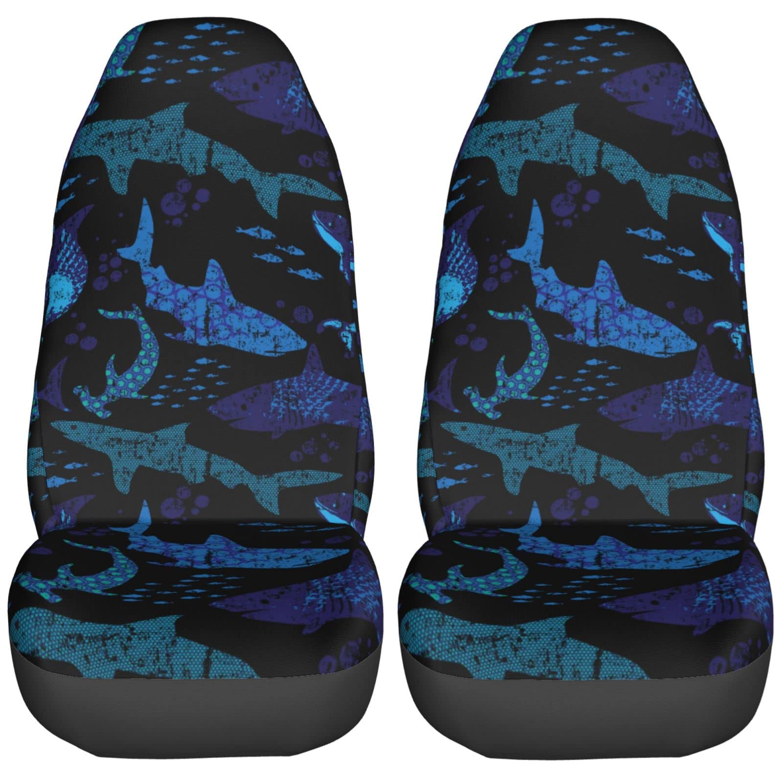 Premium Delerain 2-Piece Car Seat Covers - Universal Fit for Most Cars, SUVs, Sedans & Trucks | Shark Design Interior Protector | Perfect for Daily Commute, Road Trips & Family Travel