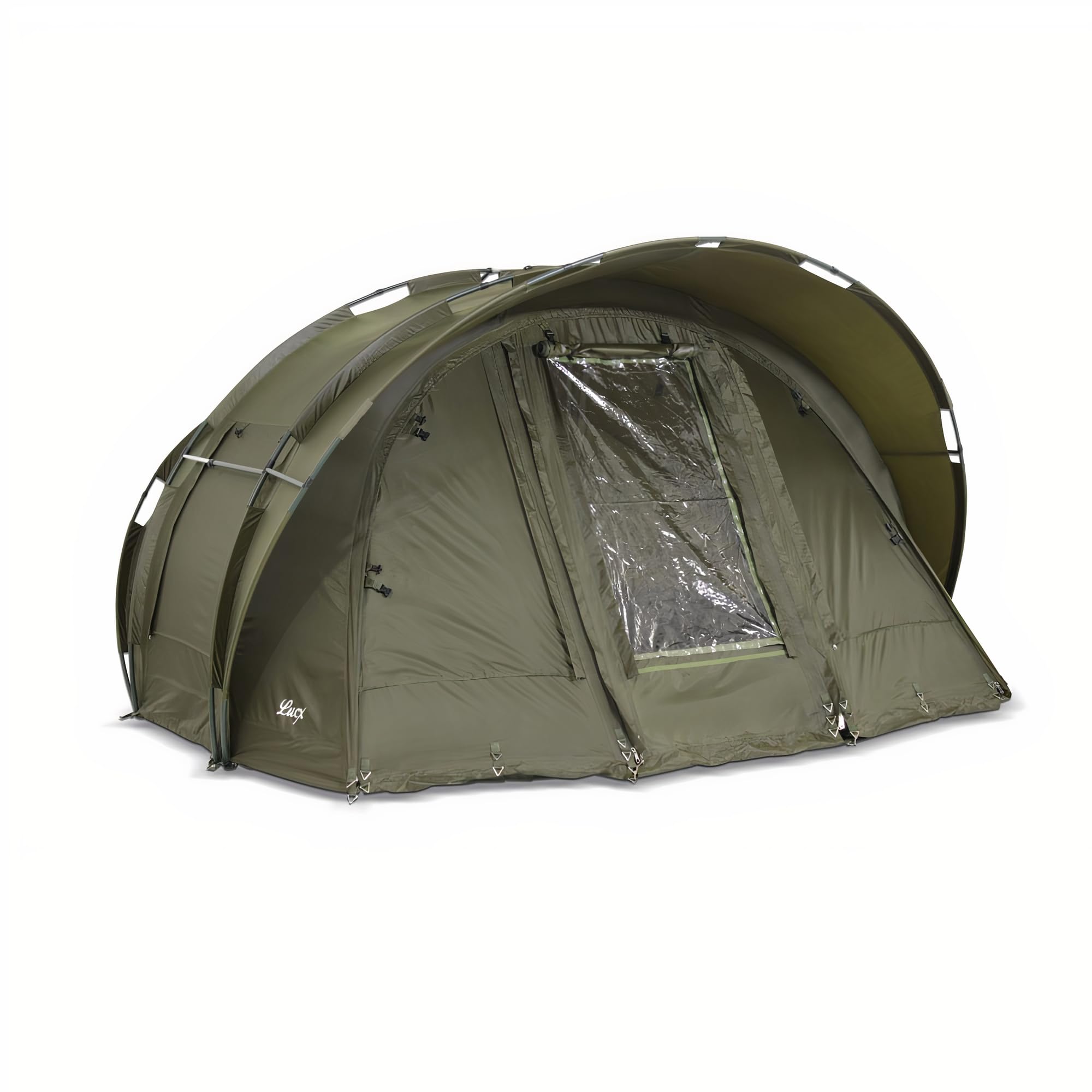 Lucx Leopard Bivvy Fishing Tent - 2-3 Person Waterproof Carp Dome Shelter (10,000mm, Olive Green) for Camping, Angling & Outdoor Adventures