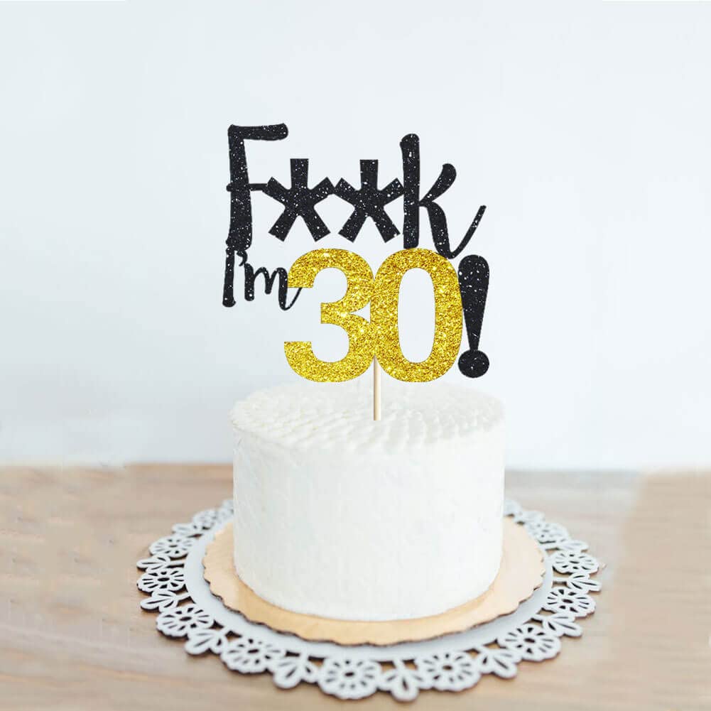 30th Birthday Cake Topper - Black Glitter 'Hello 30' & 'Cheers to 30 Years' Cake Decorations for 30 & Fabulous Themed Parties | Perfect for Milestone Birthday Celebrations, Anniversaries & Special Occasions