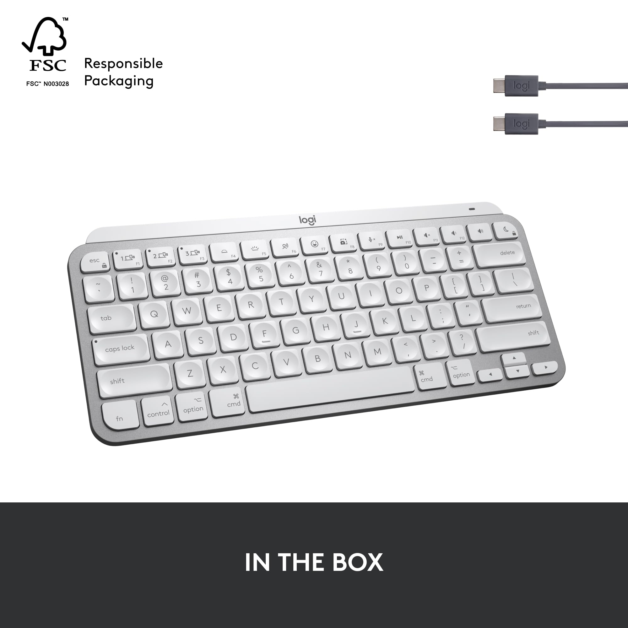 Logitech MX Keys Mini Wireless Keyboard for Mac - Compact Bluetooth Backlit Keyboard with USB-C, Tactile Typing | Compatible with MacBook Pro, MacBook Air, iMac, iPad | Pale Grey | Perfect for Home Office, Remote Work & Productivity
