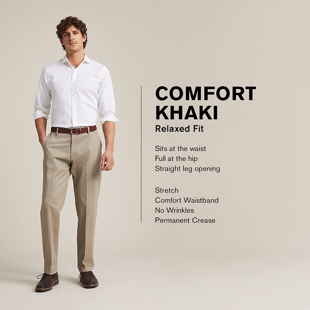 Dockers Men's Relaxed Fit Comfort Khaki Pants - Casual Work Pants for Office & Travel | Comfortable Stretch Dress Pants for Business & Everyday Wear