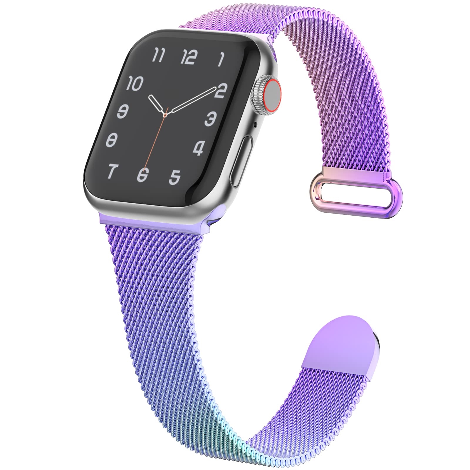 ShunDee Slim Stainless Steel Mesh Band for Apple Watch 38mm 40mm 41mm 42mm 44mm 45mm - Magnetic Clasp Replacement Strap Compatible with iWatch Series 8/7/SE/6/5/4/3/2/1 - Elegant & Comfortable for Women, Perfect for Work, Gym & Everyday Wear
