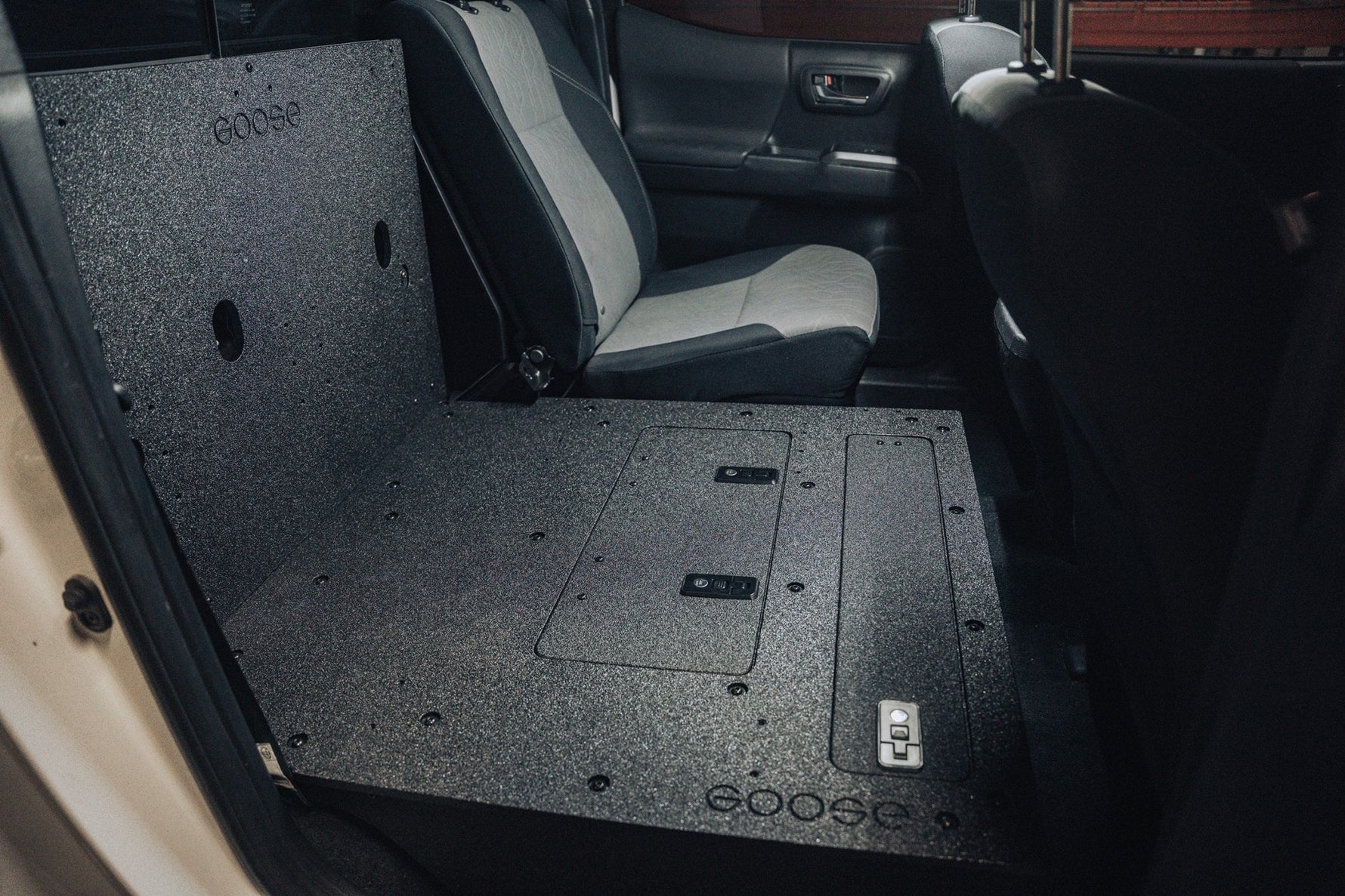2005-2023 Toyota Tacoma Double Cab Goose Gear 2nd Row Seat Delete Kit - Rear Seat Replacement for Storage & Organization - Perfect for Camping, Off-Roading & Work Trucks