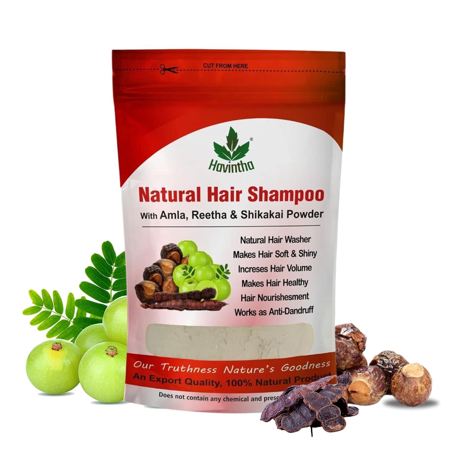 Organic Herbal Hair Shampoo with Amla Reetha Shikakai Powder - Sulfate & Paraben Free for Men & Women - 8oz (227g) | Promotes Hair Growth & Scalp Health - Ideal for Daily Use & Natural Hair Care Routine